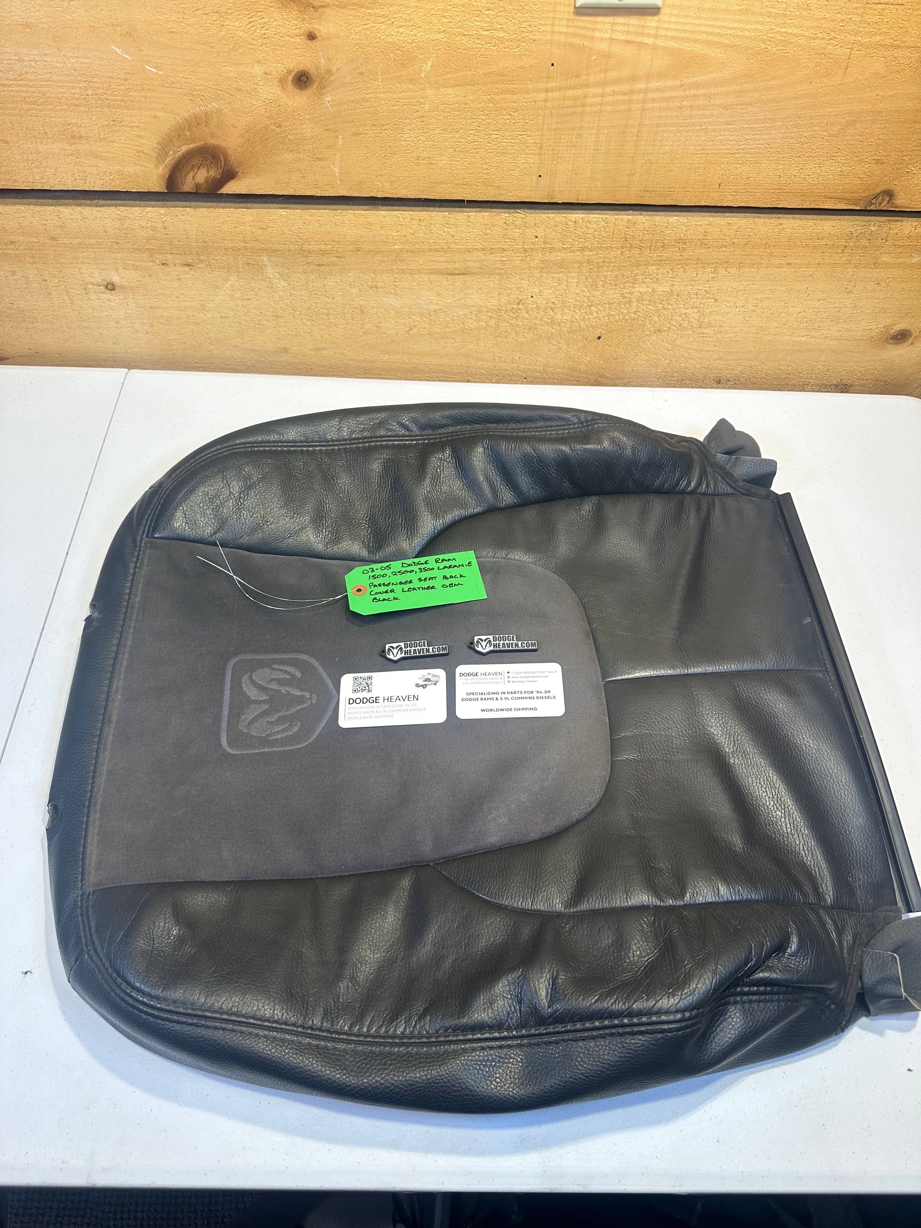 2003-2005 Dodge Ram Laramie Passenger-Side Seat Back Cover Black Leather (OEM)