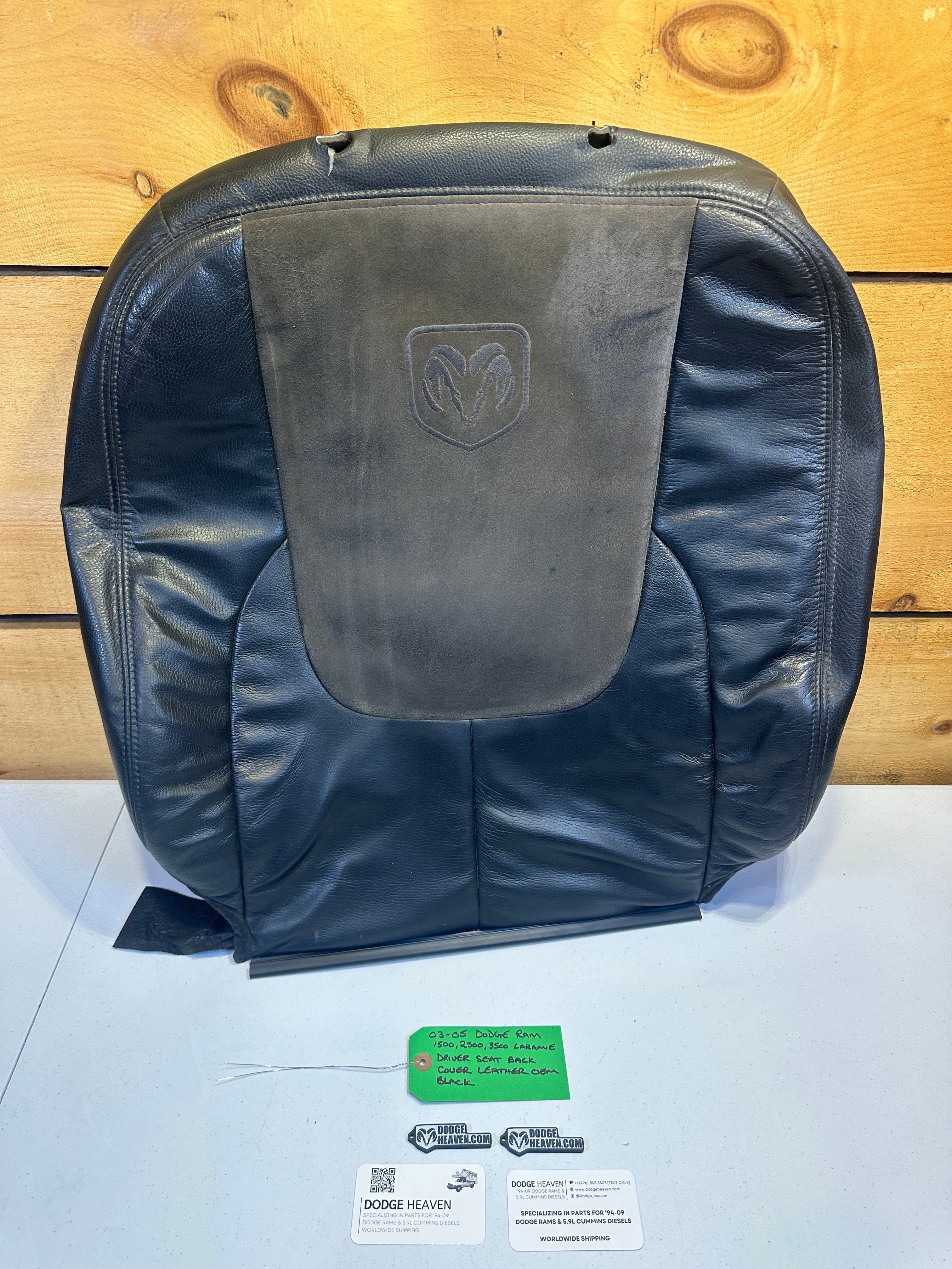2003-2005 Dodge Ram Laramie Driver-Side Seat Back Cover Black Leather (OEM)