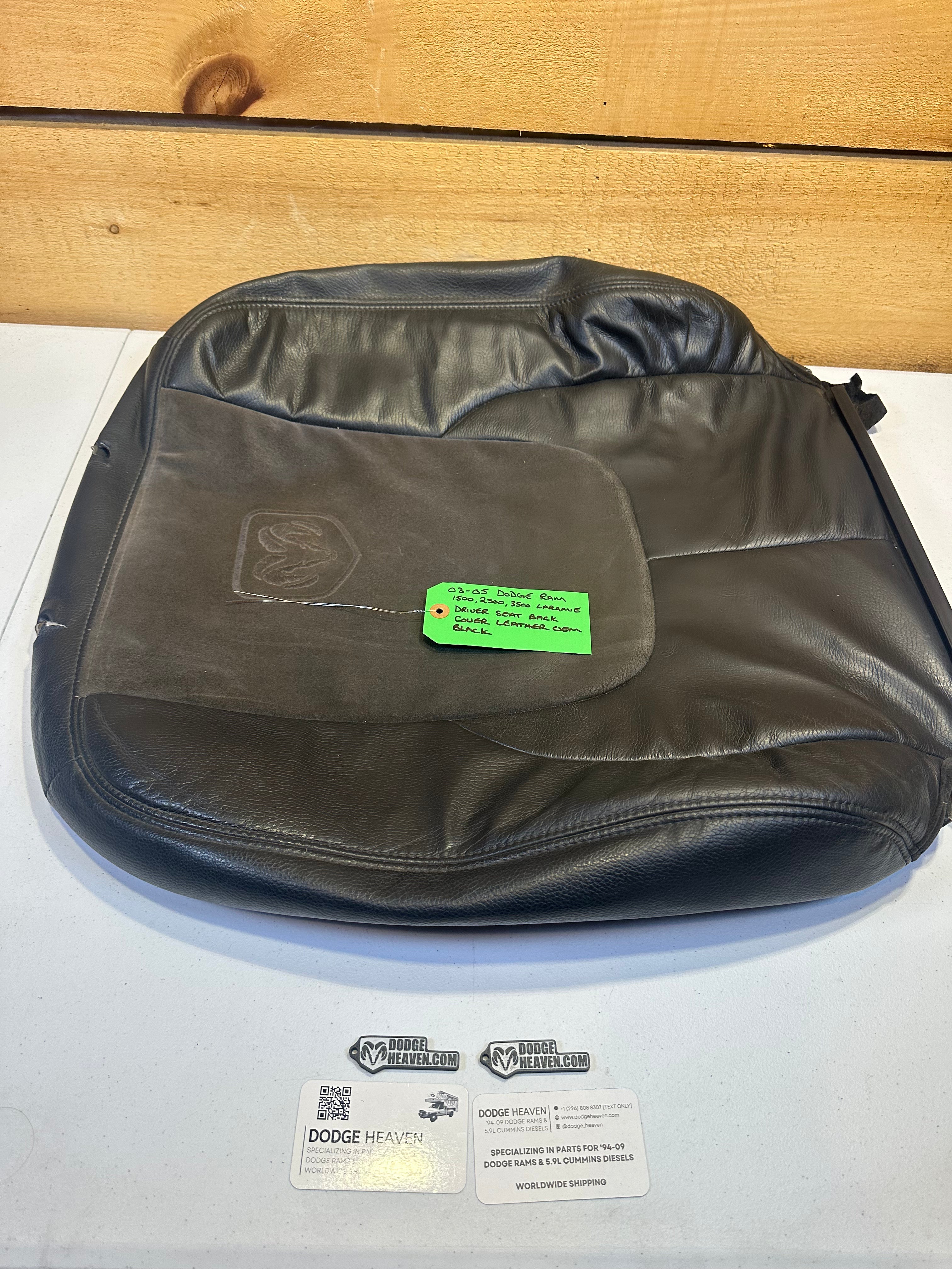 2003-2005 Dodge Ram Laramie Driver-Side Seat Back Cover Black Leather (OEM)