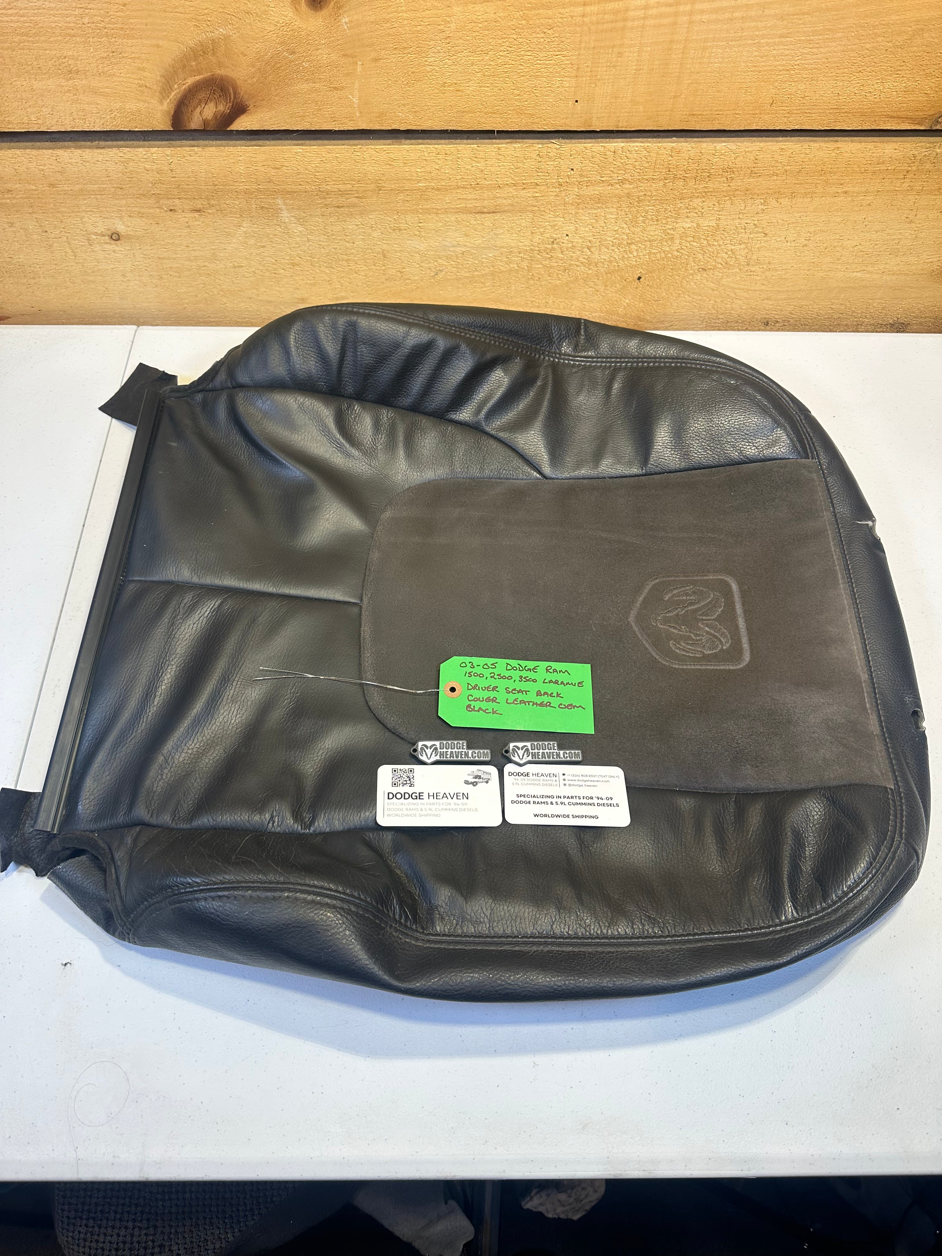 2003-2005 Dodge Ram Laramie Driver-Side Seat Back Cover Black Leather (OEM)