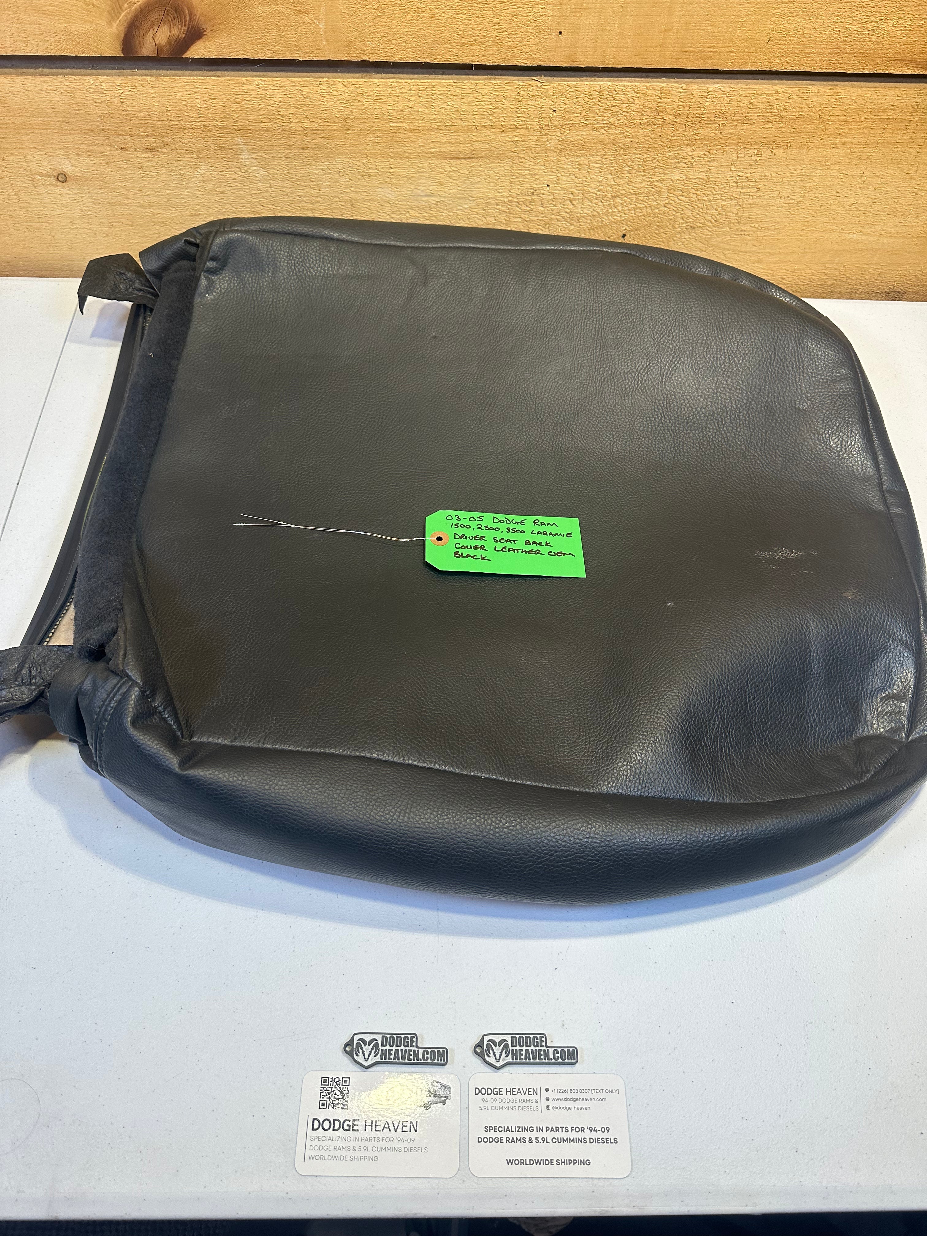 2003-2005 Dodge Ram Laramie Driver-Side Seat Back Cover Black Leather (OEM)
