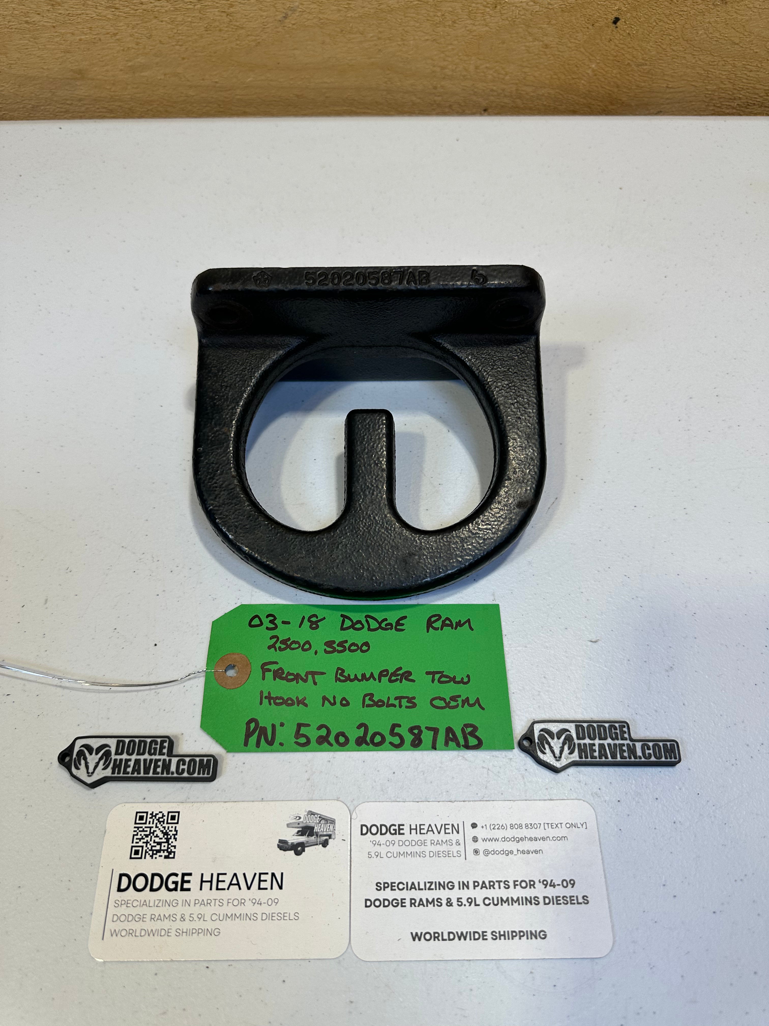 2003-2018 Dodge Ram 2500 3500 Front Bumper Tow Hook (OEM)