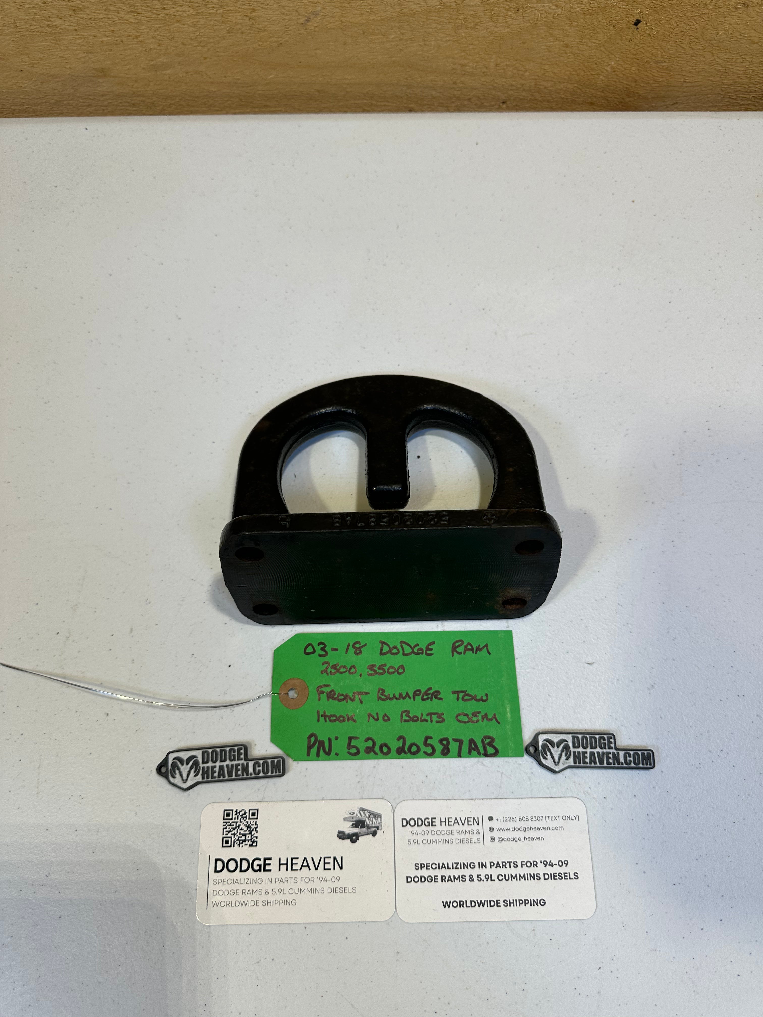2003-2018 Dodge Ram 2500 3500 Front Bumper Tow Hook (OEM)