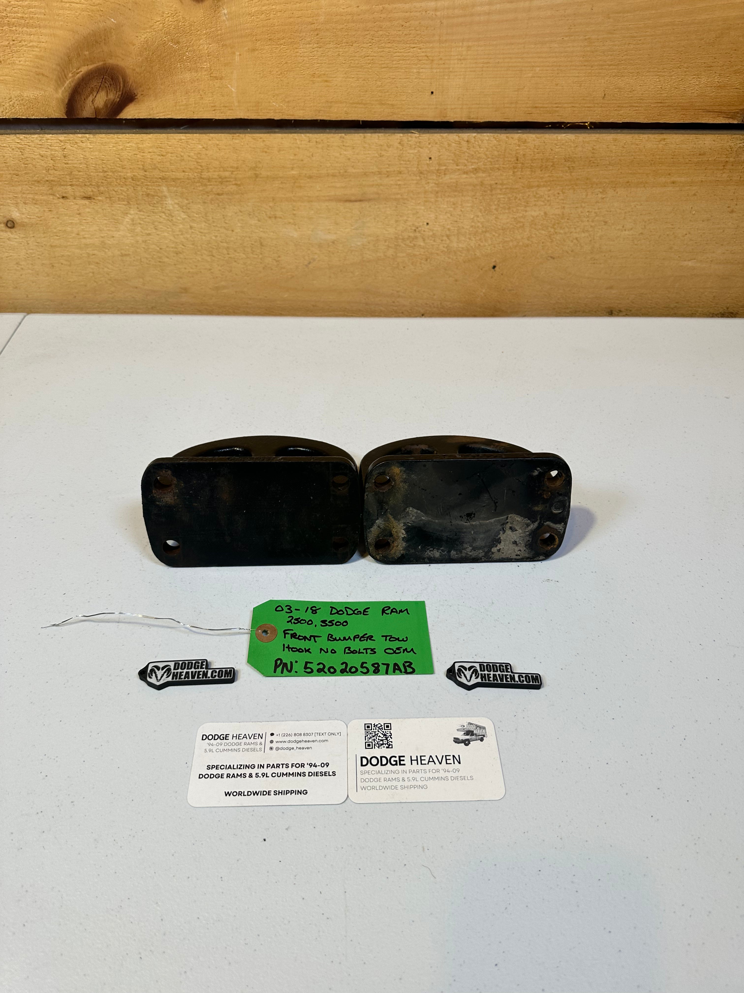 2003-2018 Dodge Ram 2500 3500 Front Bumper Tow Hooks qty 2 (OEM)