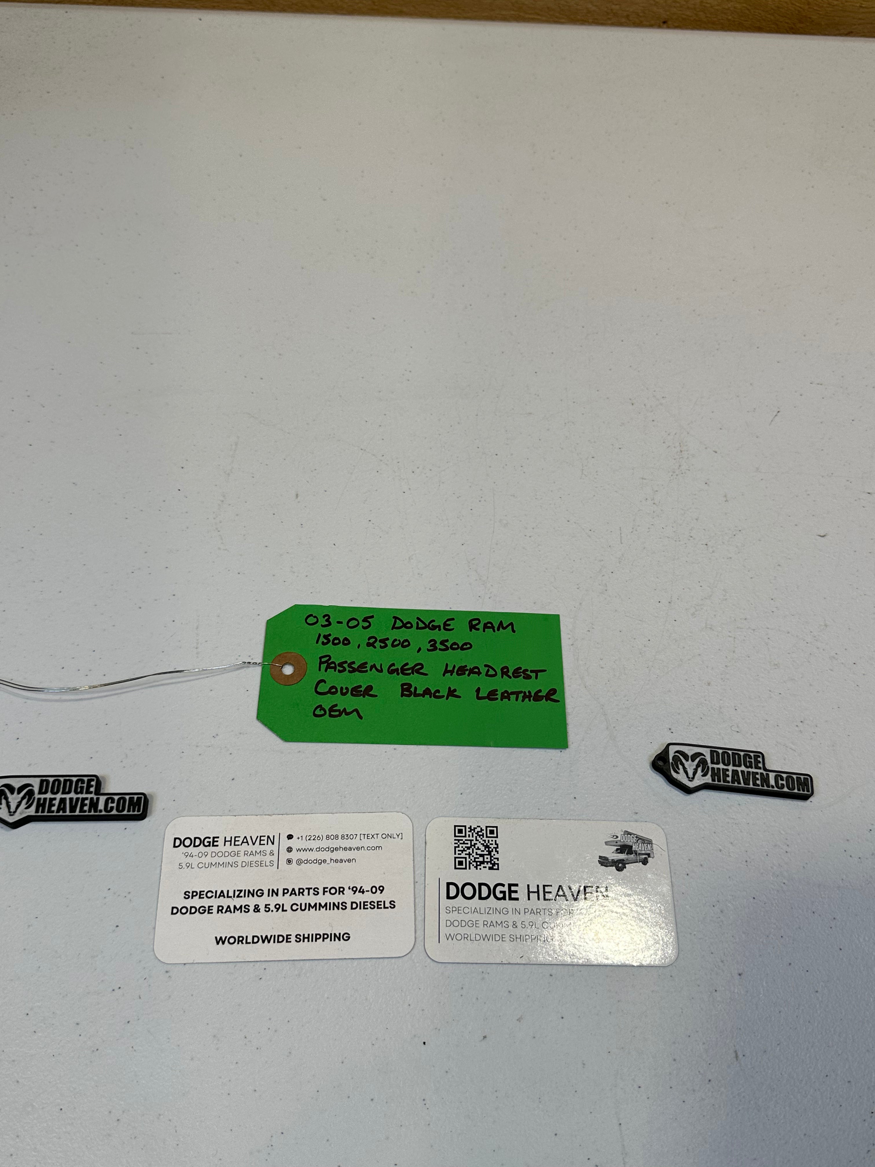 2003-2005 Dodge Ram 1500 2500 3500 Passenger-Side Head Rest Cover Black Leather (OEM)