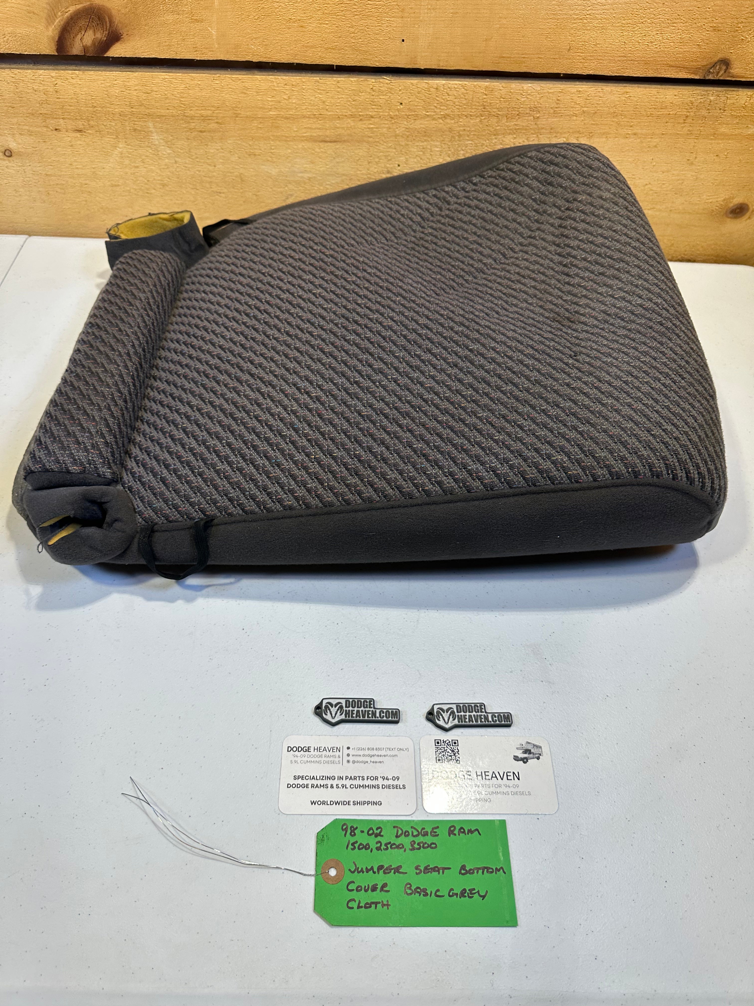 1998-2002 Dodge Ram Jumper Seat Center Console Back Rest Cover Grey Cloth (OEM)