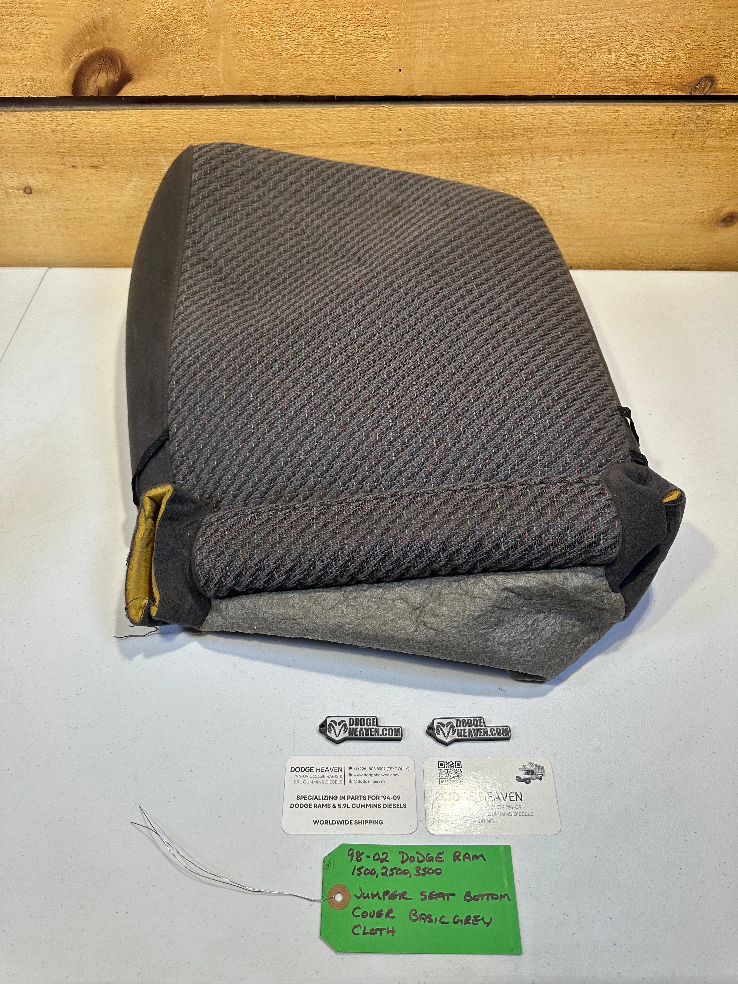 1998-2002 Dodge Ram Jumper Seat Center Console Back Rest Cover Grey Cloth (OEM)
