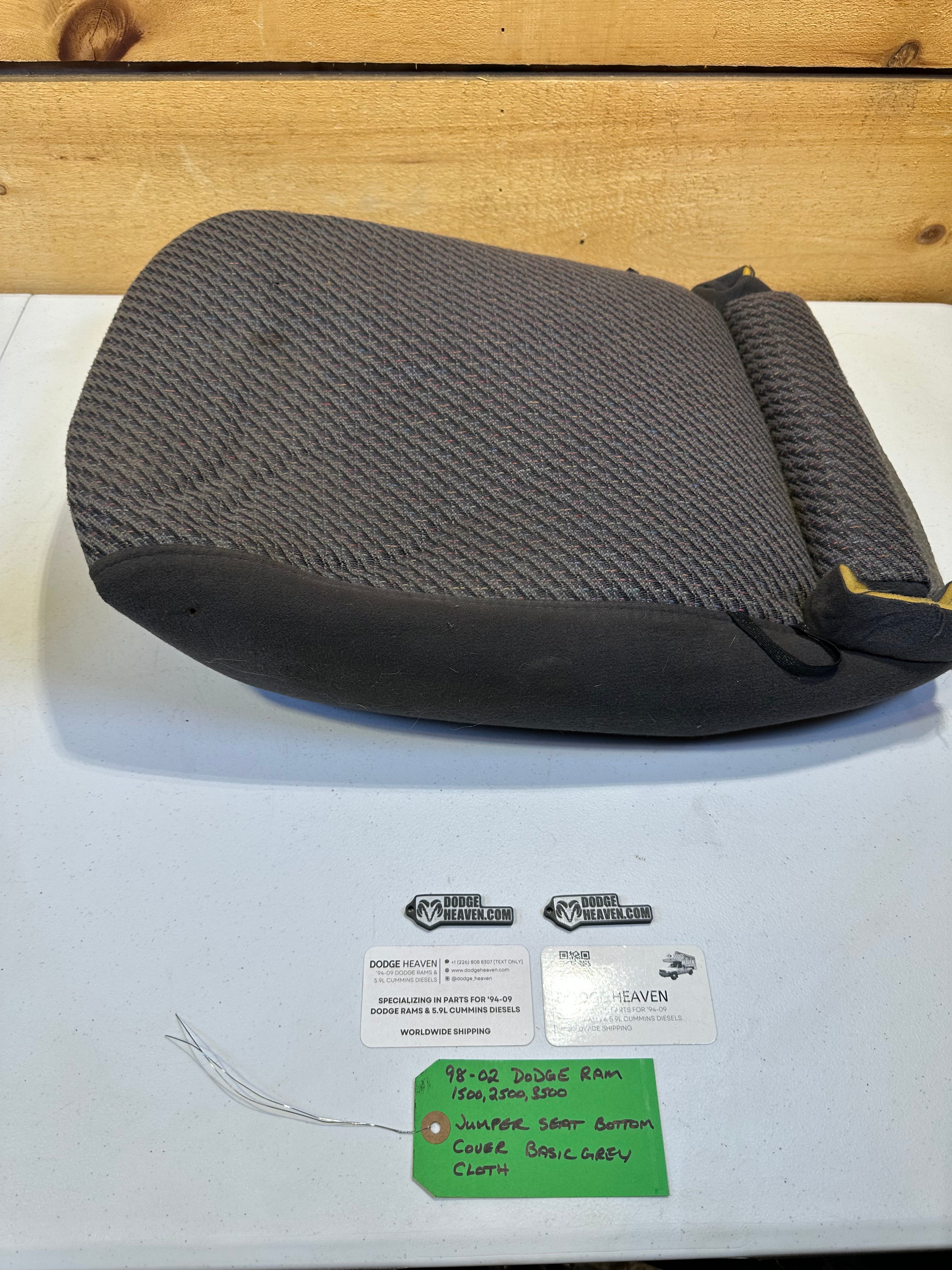 1998-2002 Dodge Ram Jumper Seat Center Console Back Rest Cover Grey Cloth (OEM)