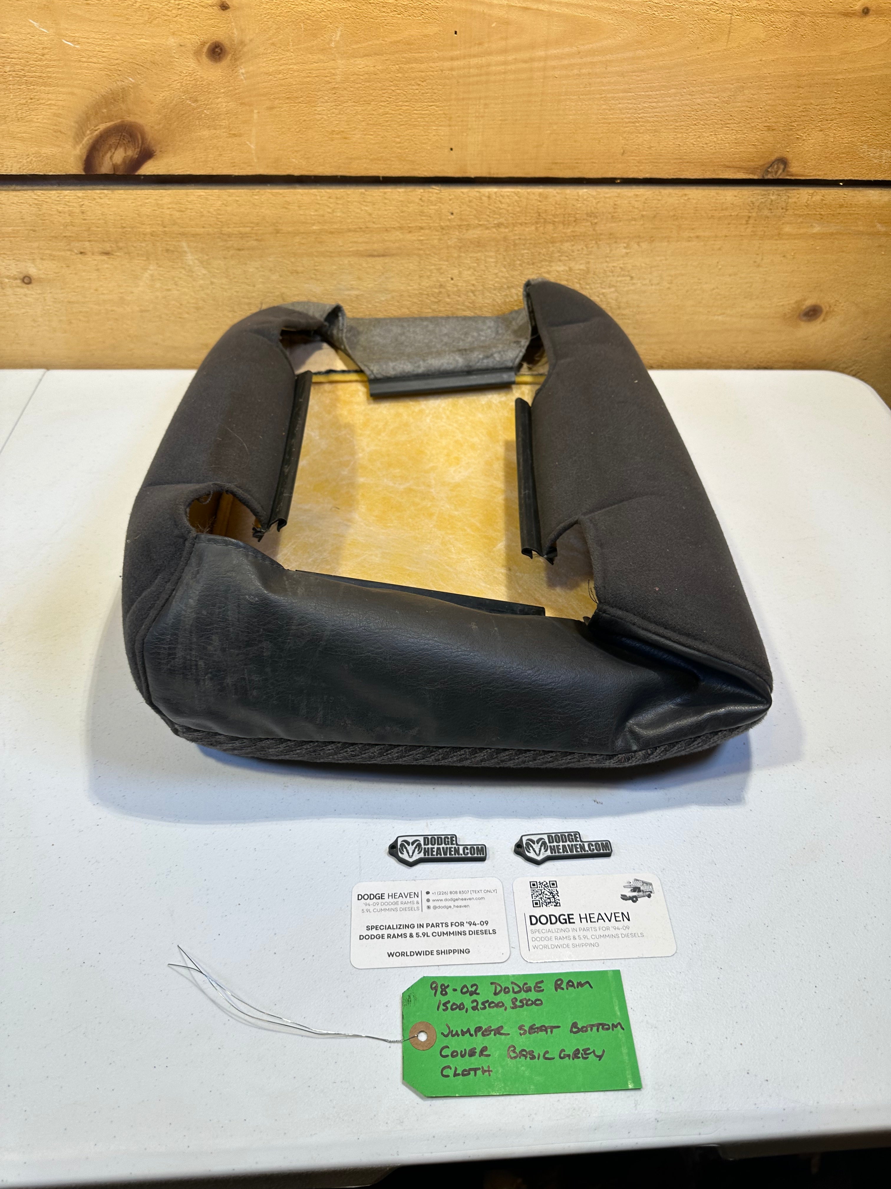 1998-2002 Dodge Ram Jumper Seat Center Console Back Rest Cover Grey Cloth (OEM)