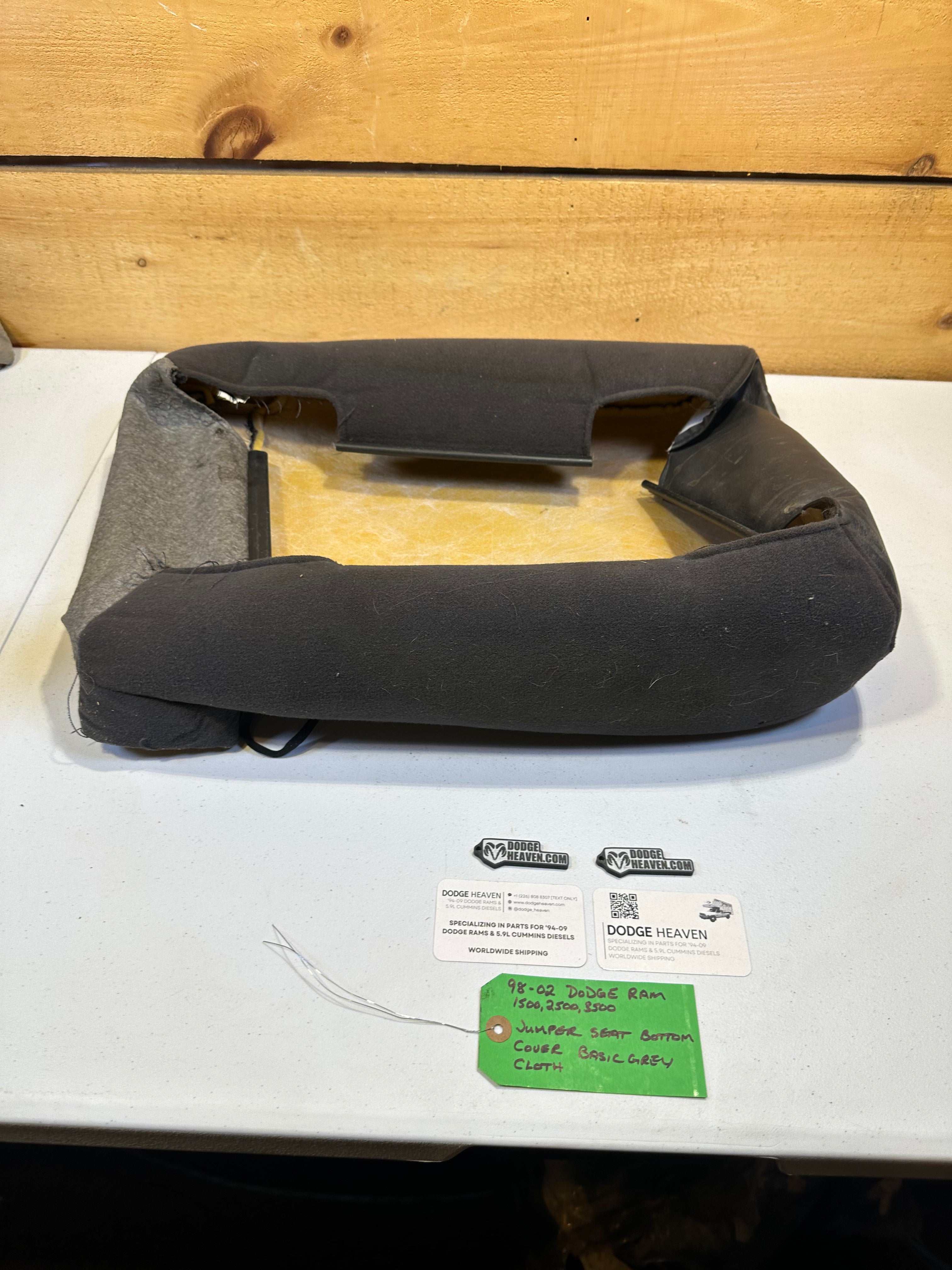 1998-2002 Dodge Ram Jumper Seat Center Console Back Rest Cover Grey Cloth (OEM)