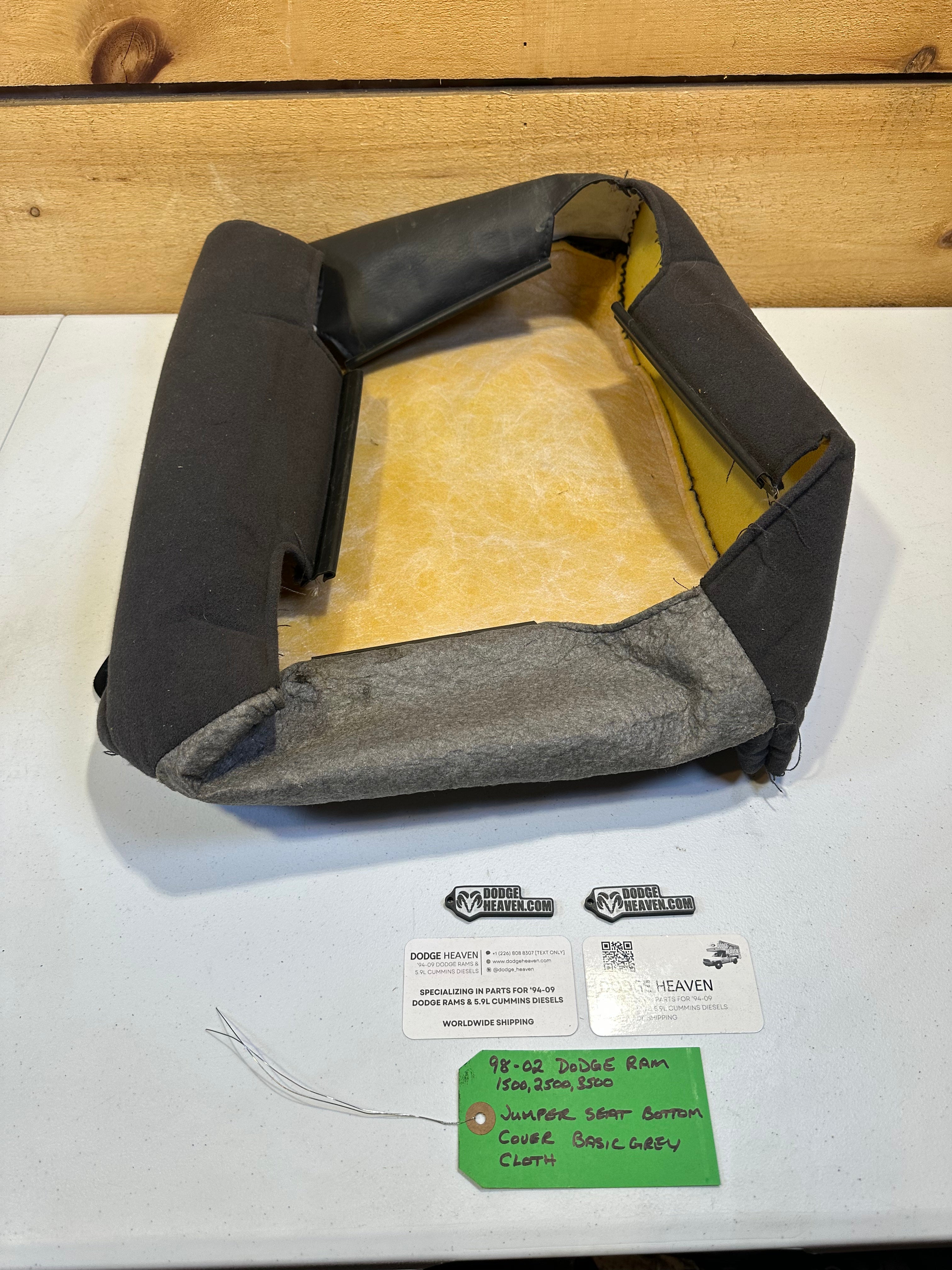 1998-2002 Dodge Ram Jumper Seat Center Console Back Rest Cover Grey Cloth (OEM)
