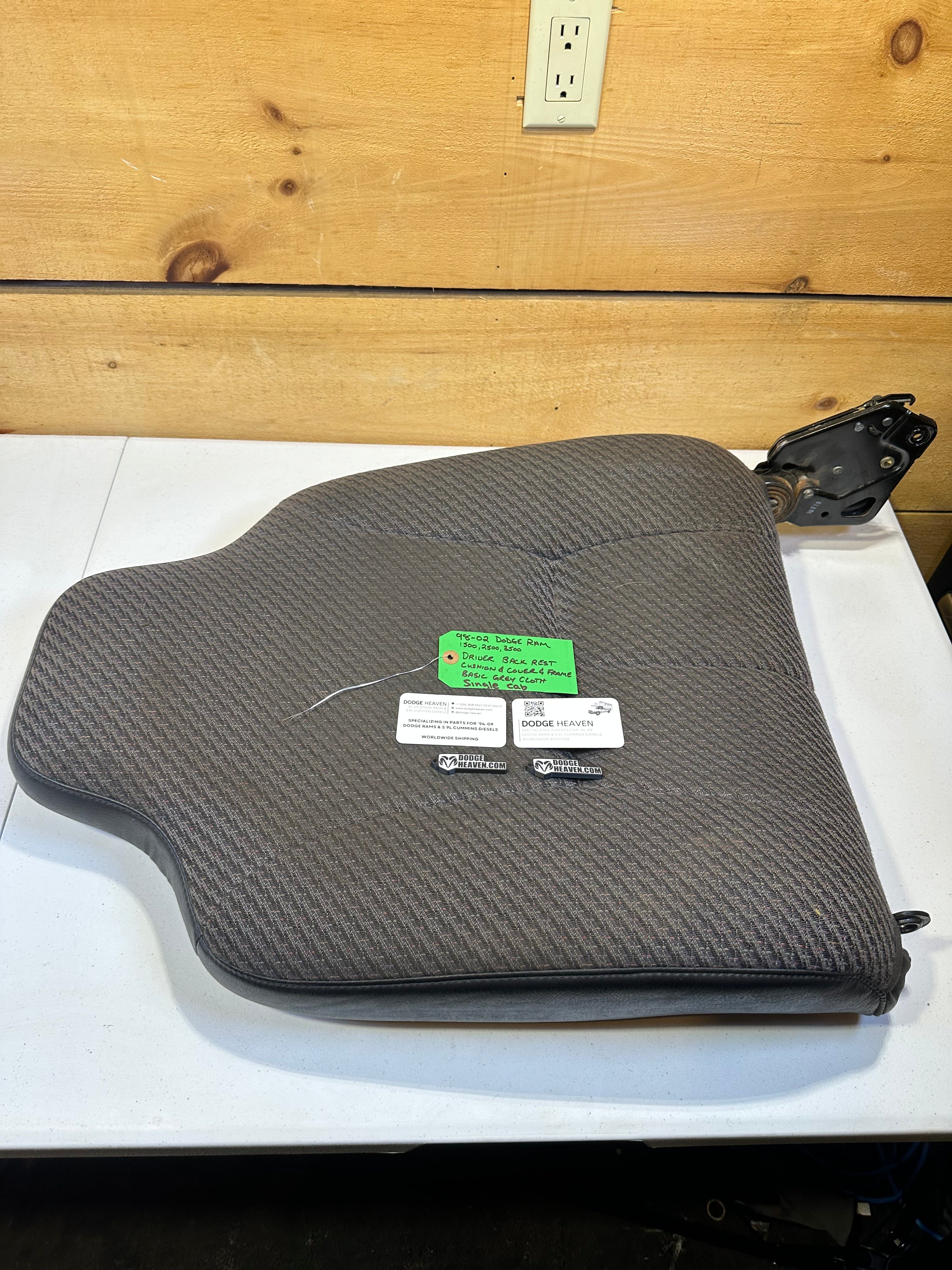 1998-2002 Dodge Ram Single Cab Driver-Side Seat Back Cushion Cover Frame (OEM)
