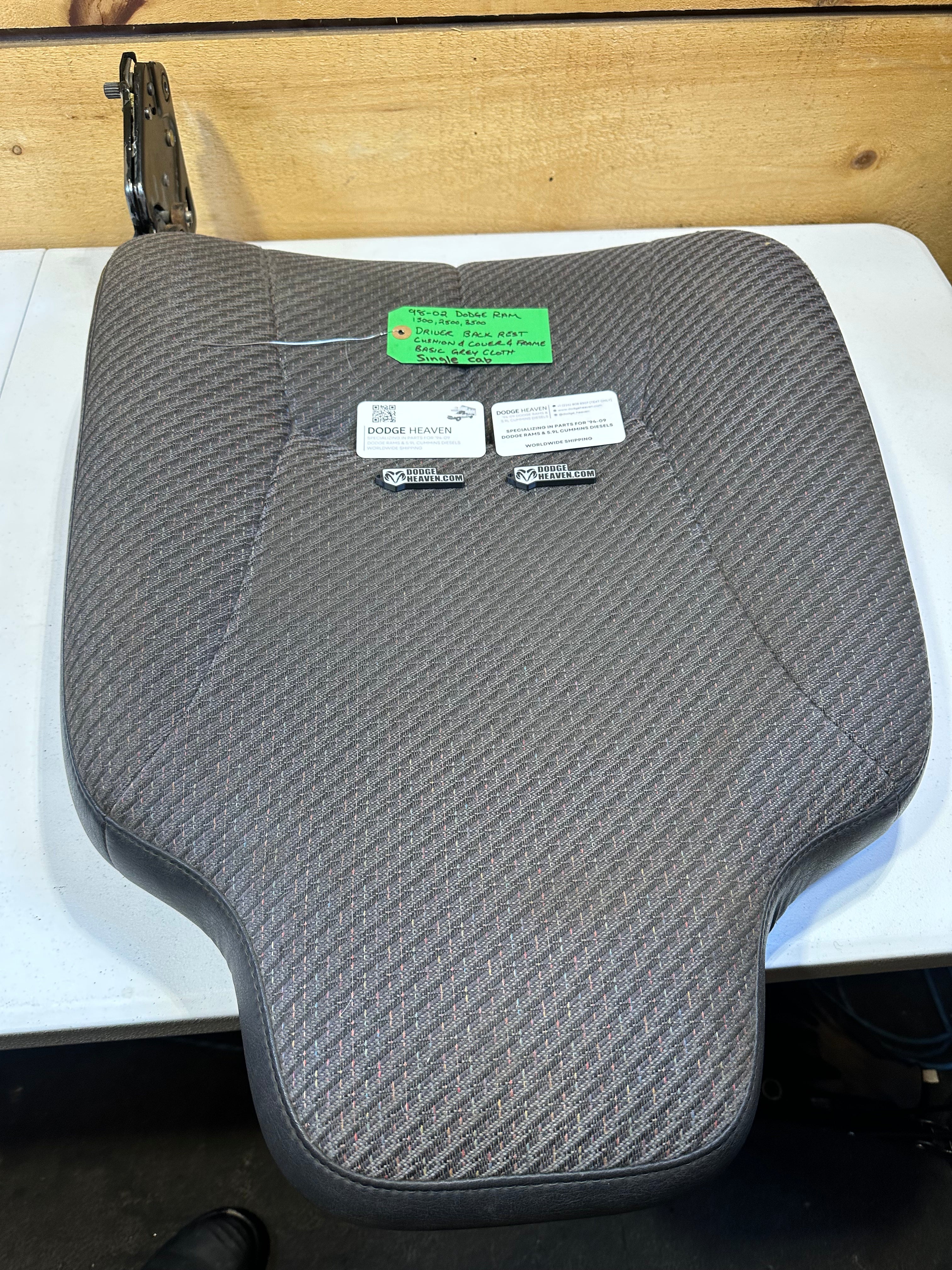 1998-2002 Dodge Ram Single Cab Driver-Side Seat Back Cushion Cover Frame (OEM)