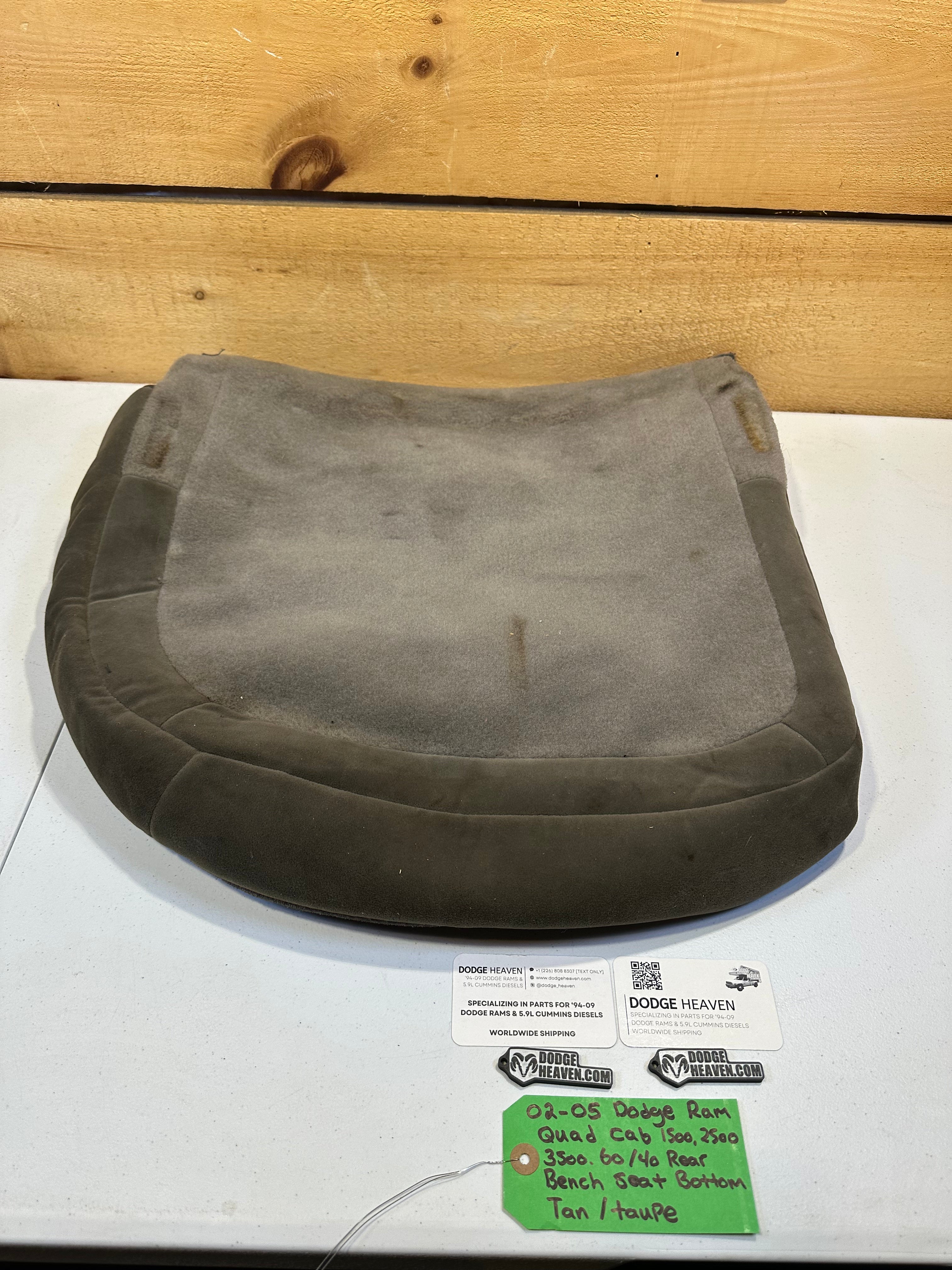 2002-2005 Dodge Ram Quad Cab Rear 60/40 Bench Seat Bottom Tan / Taupe (OEM)