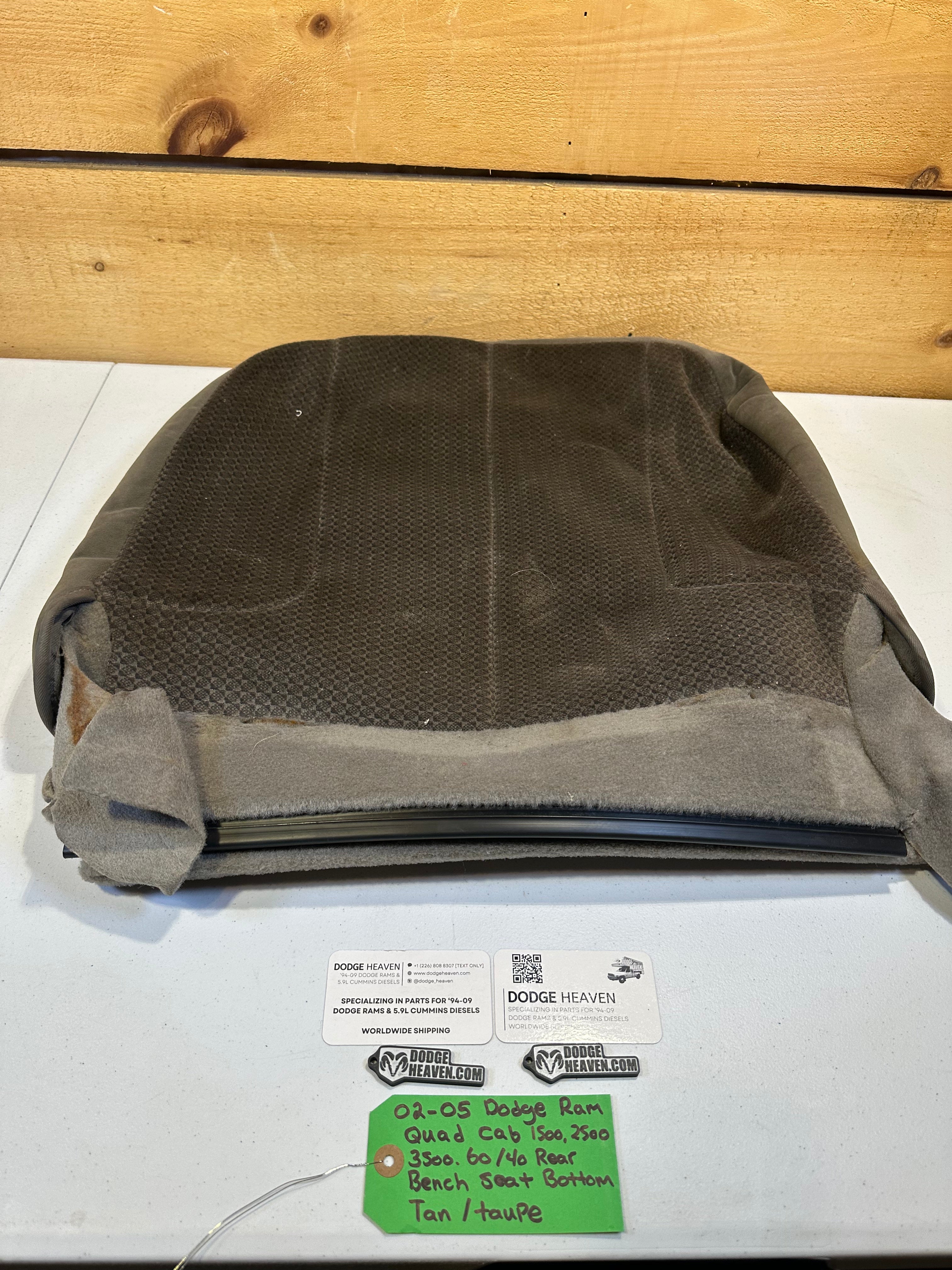 2002-2005 Dodge Ram Quad Cab Rear 60/40 Bench Seat Bottom Tan / Taupe (OEM)