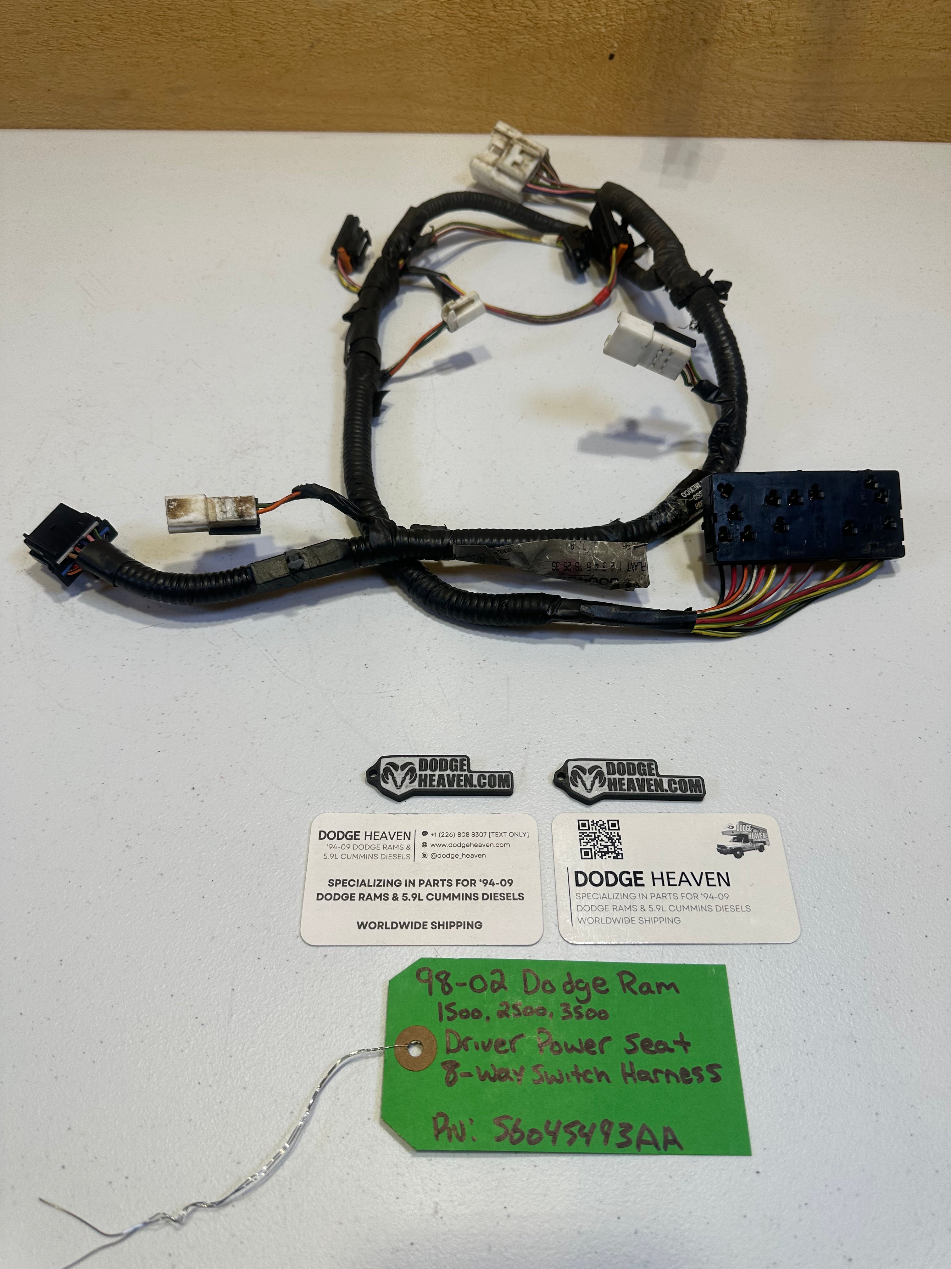 1998-2002 Dodge Ram Driver-Side Power Seat 8-way Switch Wiring Harness (OEM)