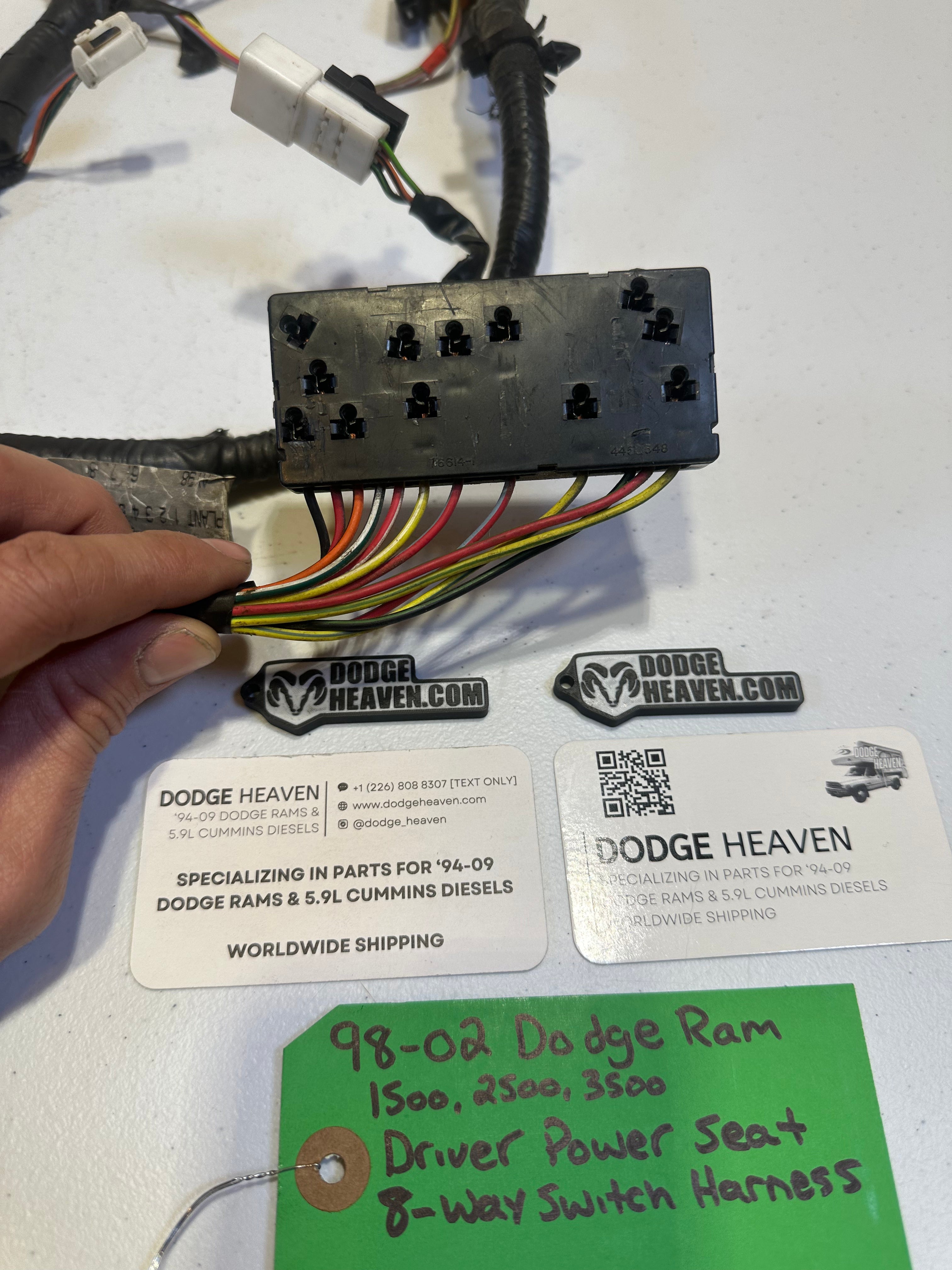 1998-2002 Dodge Ram Driver-Side Power Seat 8-way Switch Wiring Harness (OEM)