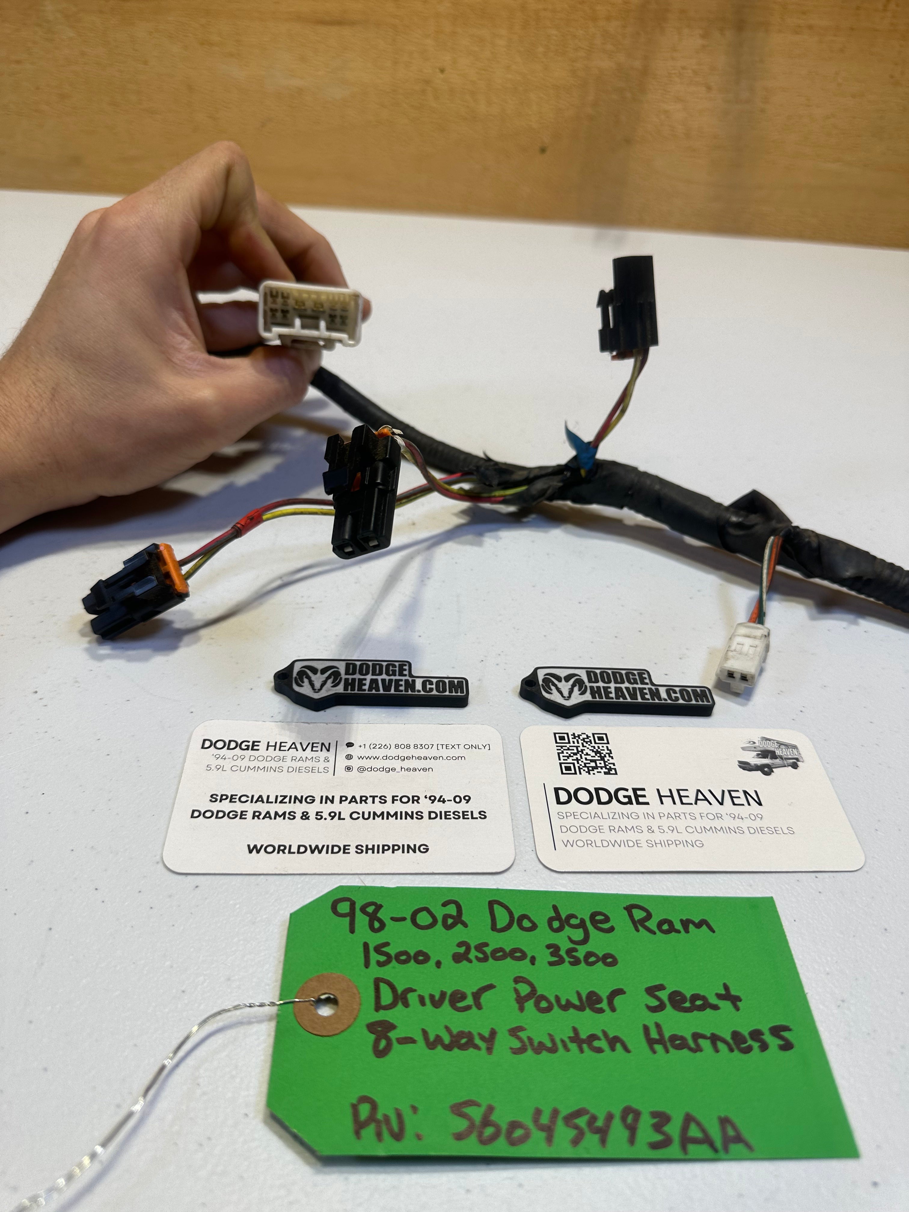 1998-2002 Dodge Ram Driver-Side Power Seat 8-way Switch Wiring Harness (OEM)