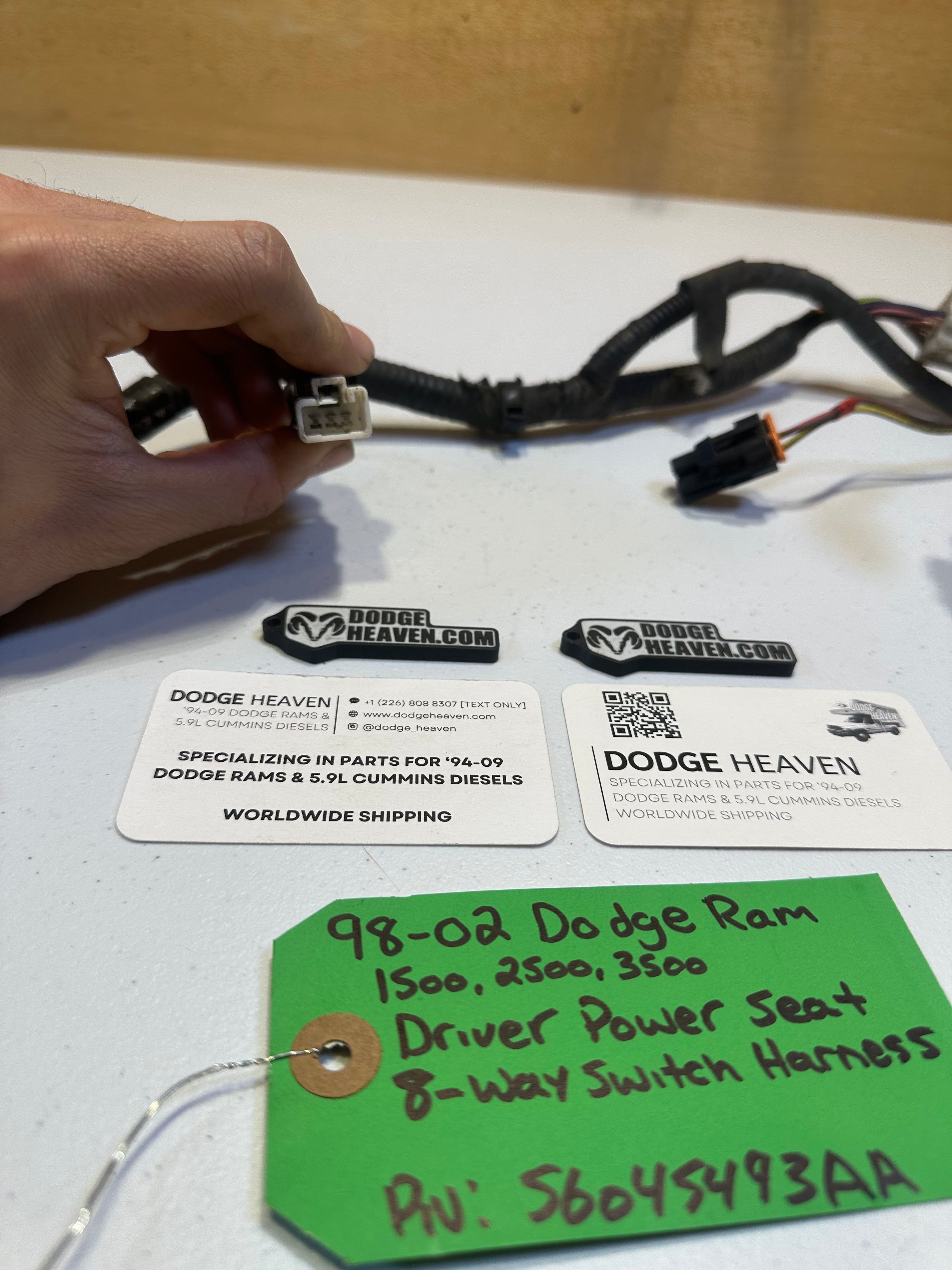 1998-2002 Dodge Ram Driver-Side Power Seat 8-way Switch Wiring Harness (OEM)