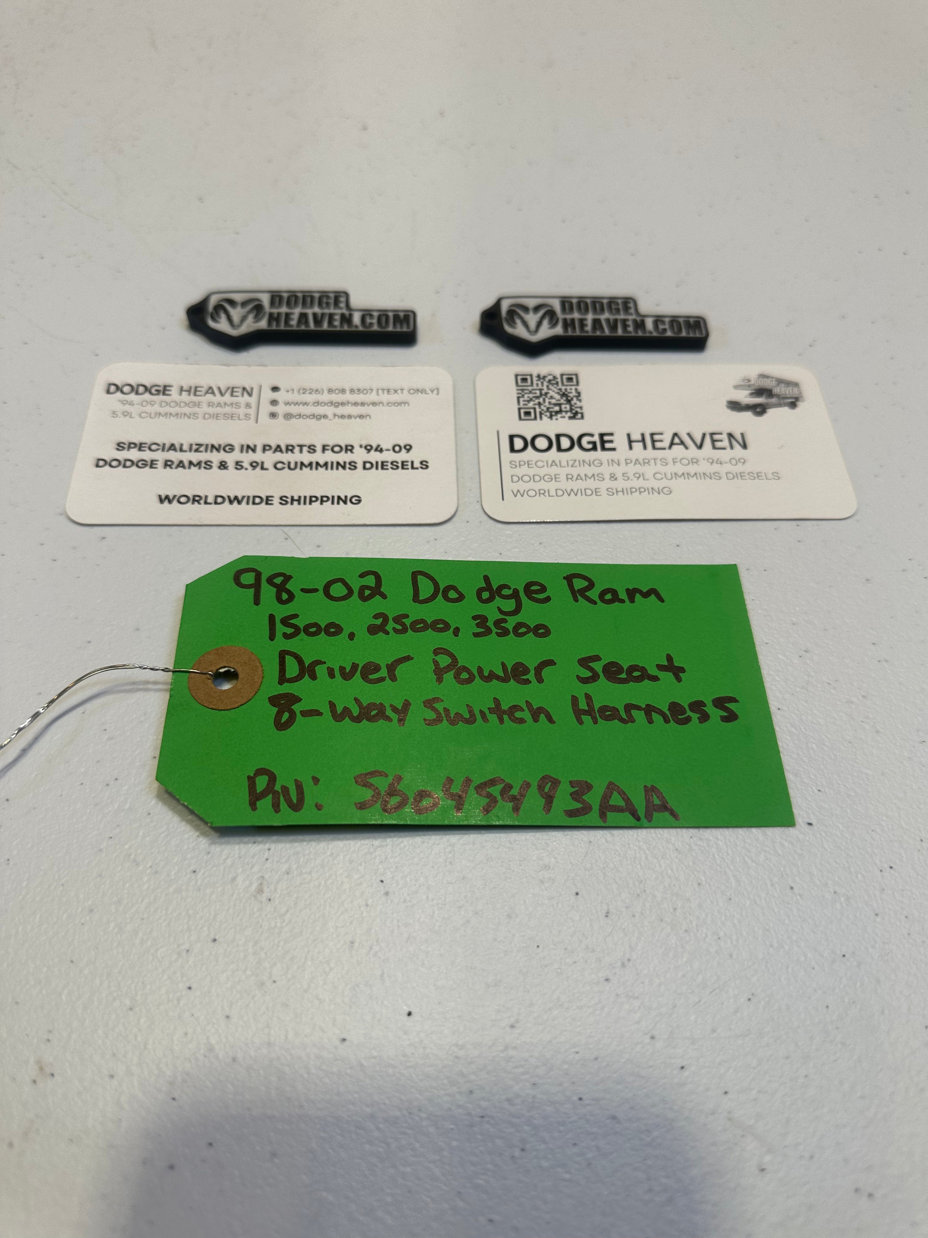 1998-2002 Dodge Ram Driver-Side Power Seat 8-way Switch Wiring Harness (OEM)