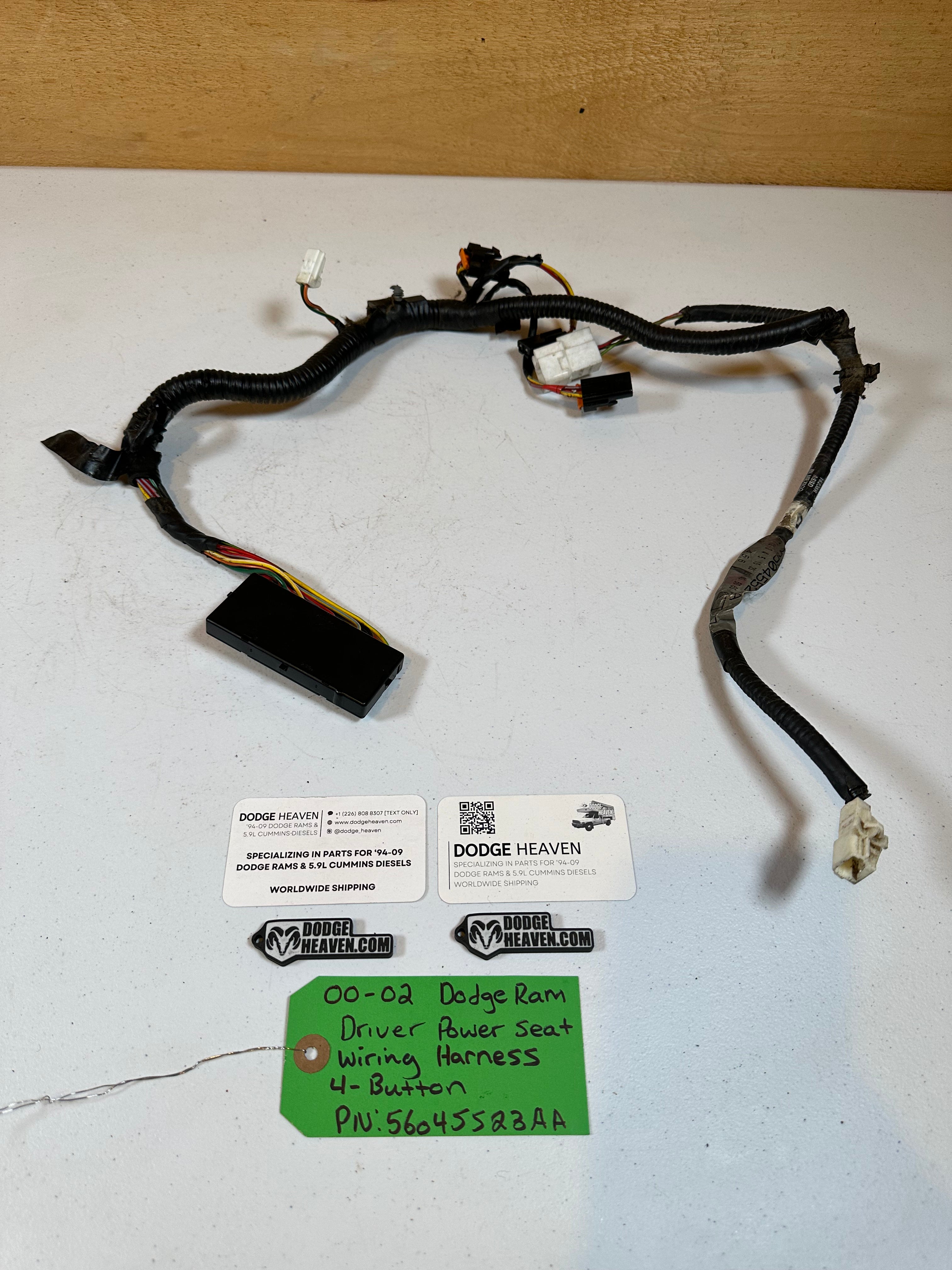 2000-2002 Dodge Ram Driver-Side Power Seat Wiring Harness 4-Button (OEM)