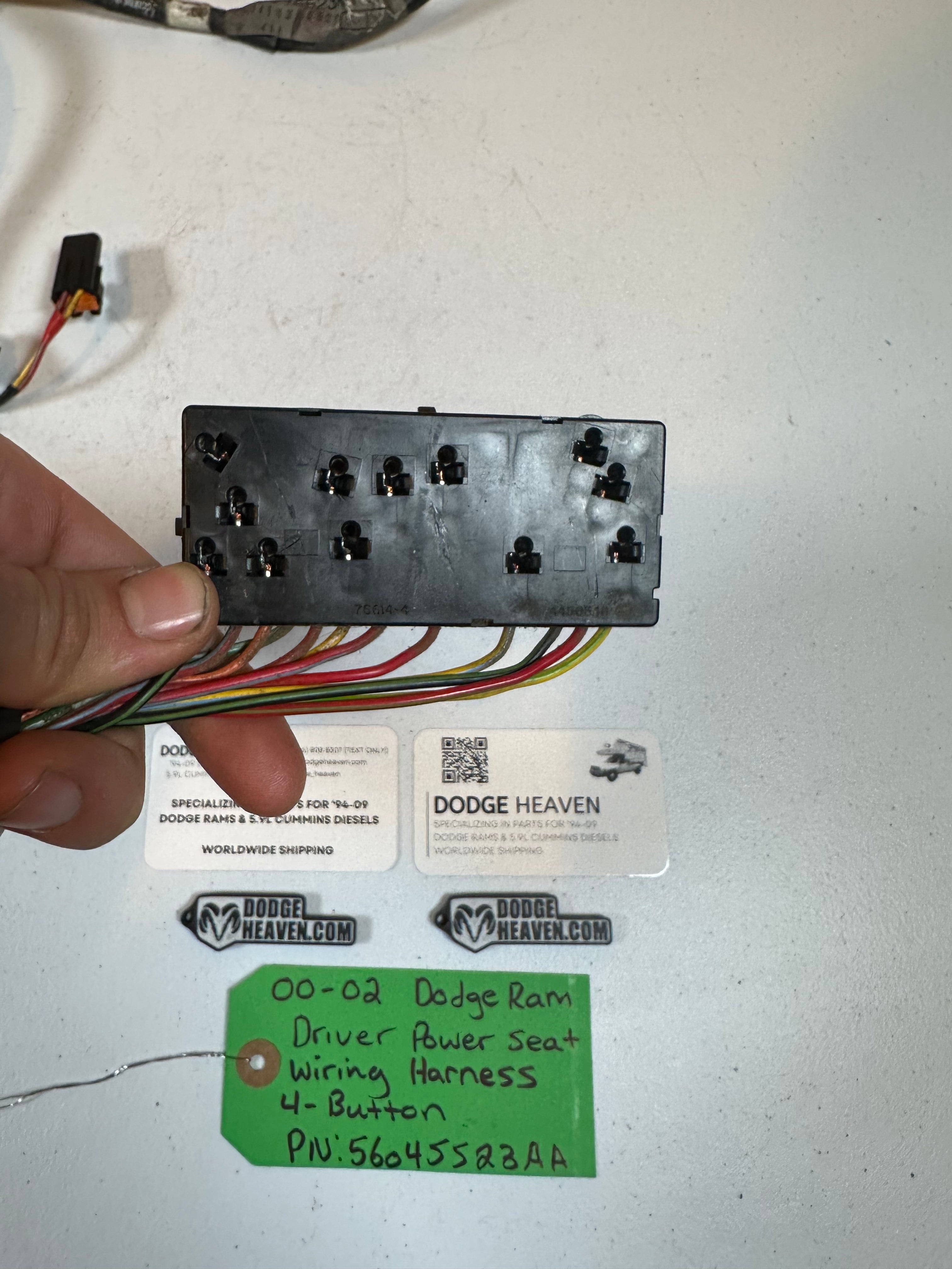2000-2002 Dodge Ram Driver-Side Power Seat Wiring Harness 4-Button (OEM)