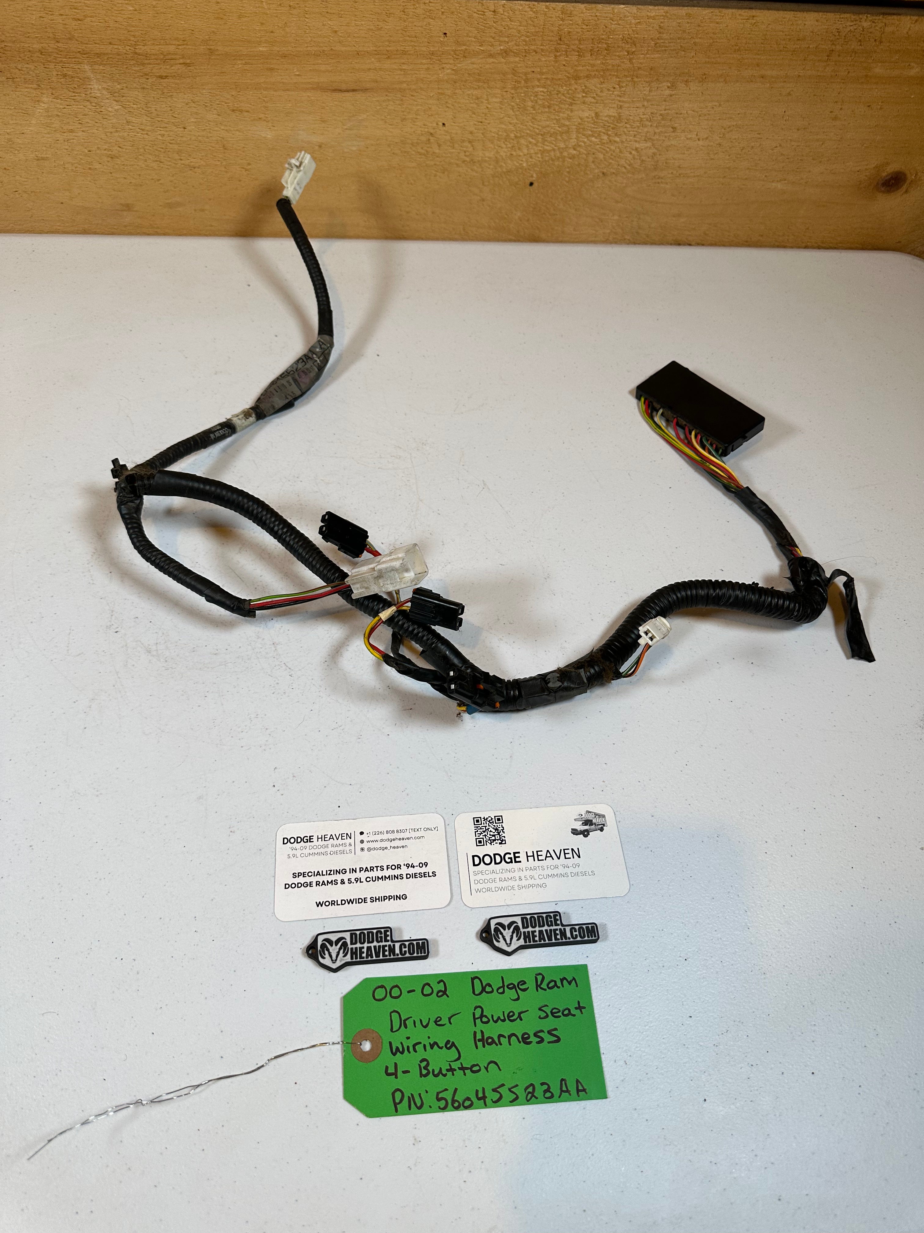 2000-2002 Dodge Ram Driver-Side Power Seat Wiring Harness 4-Button (OEM)