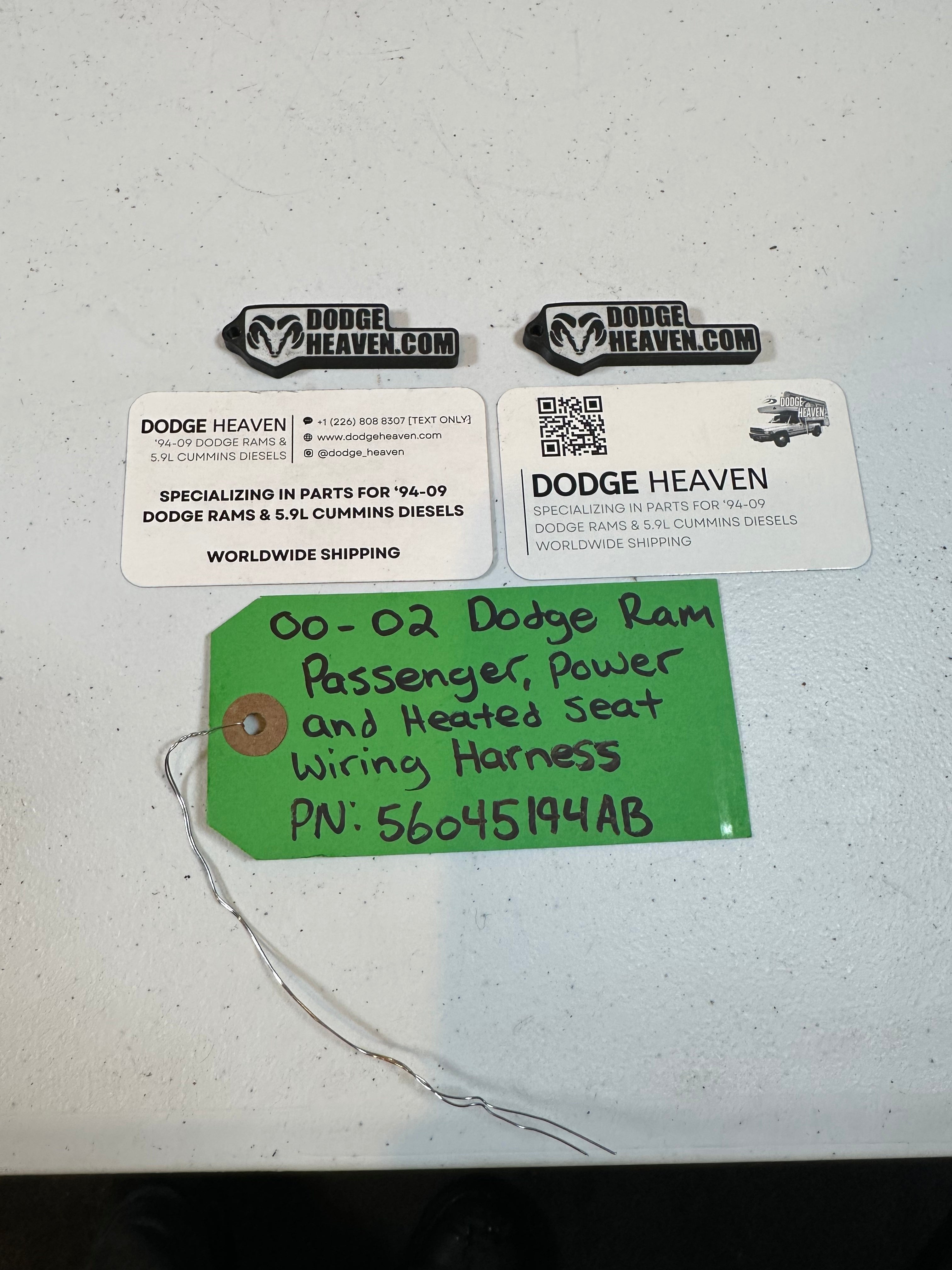 2000-2002 Dodge Ram Driver-Side w Power Heated Lumbar Seat Wiring Harness (OEM)