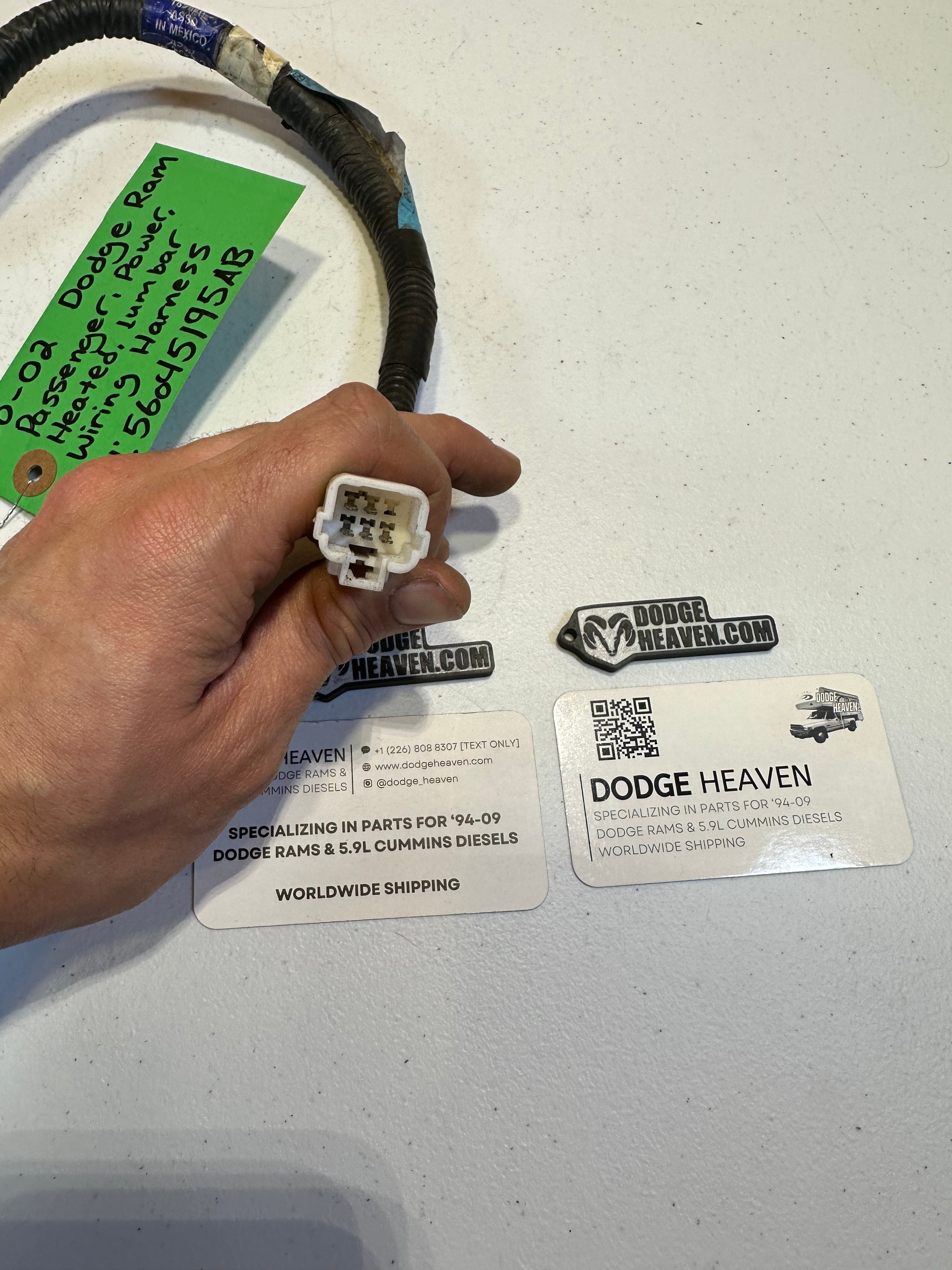 2000 Dodge Ram Passenger-Side w Power Heated Lumbar Seat Wiring Harness (OEM)