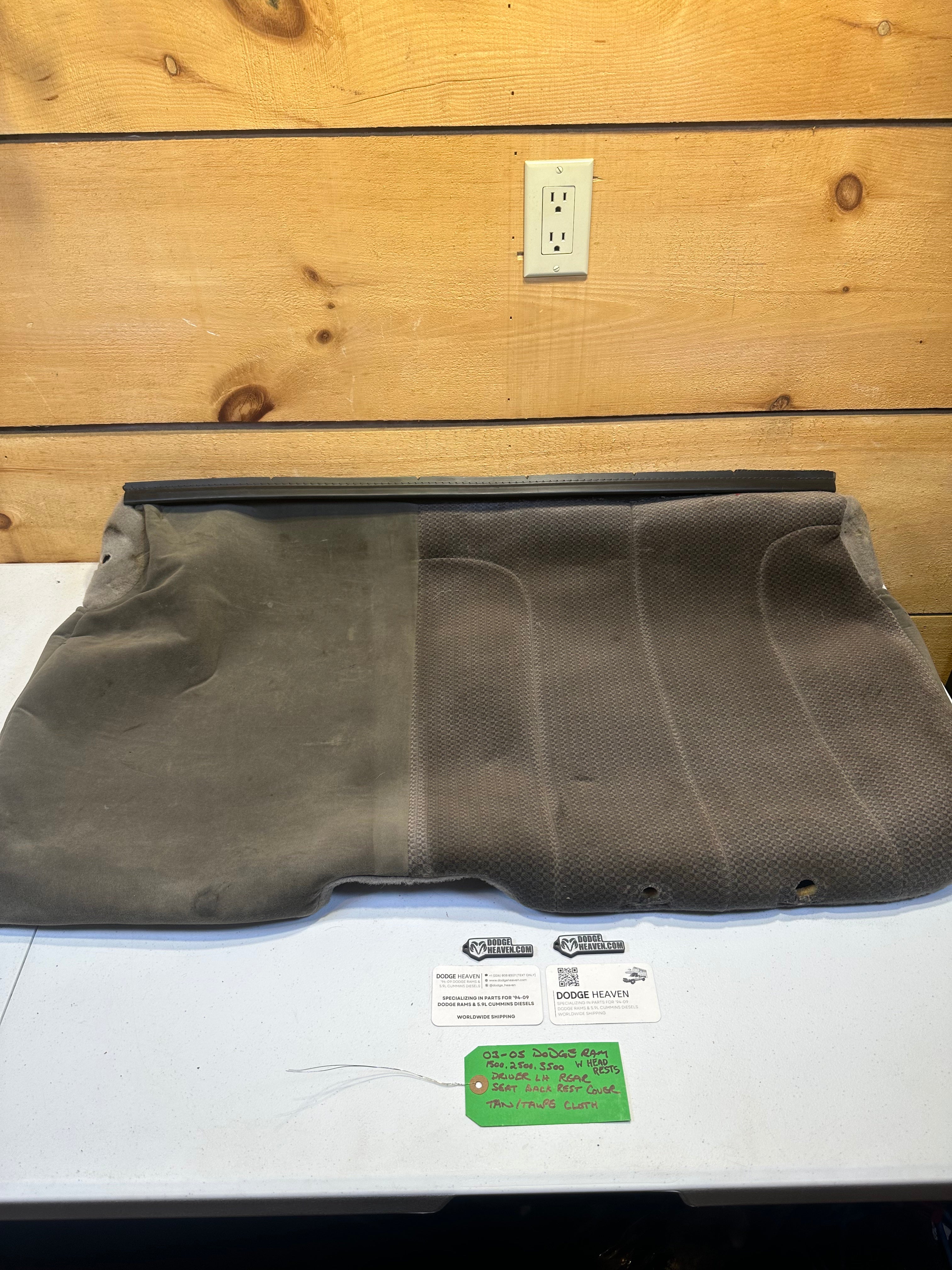 2002-2005 Dodge Ram Quad Cab Rear 60/40 Bench Seat Back Tan / Taupe (OEM)