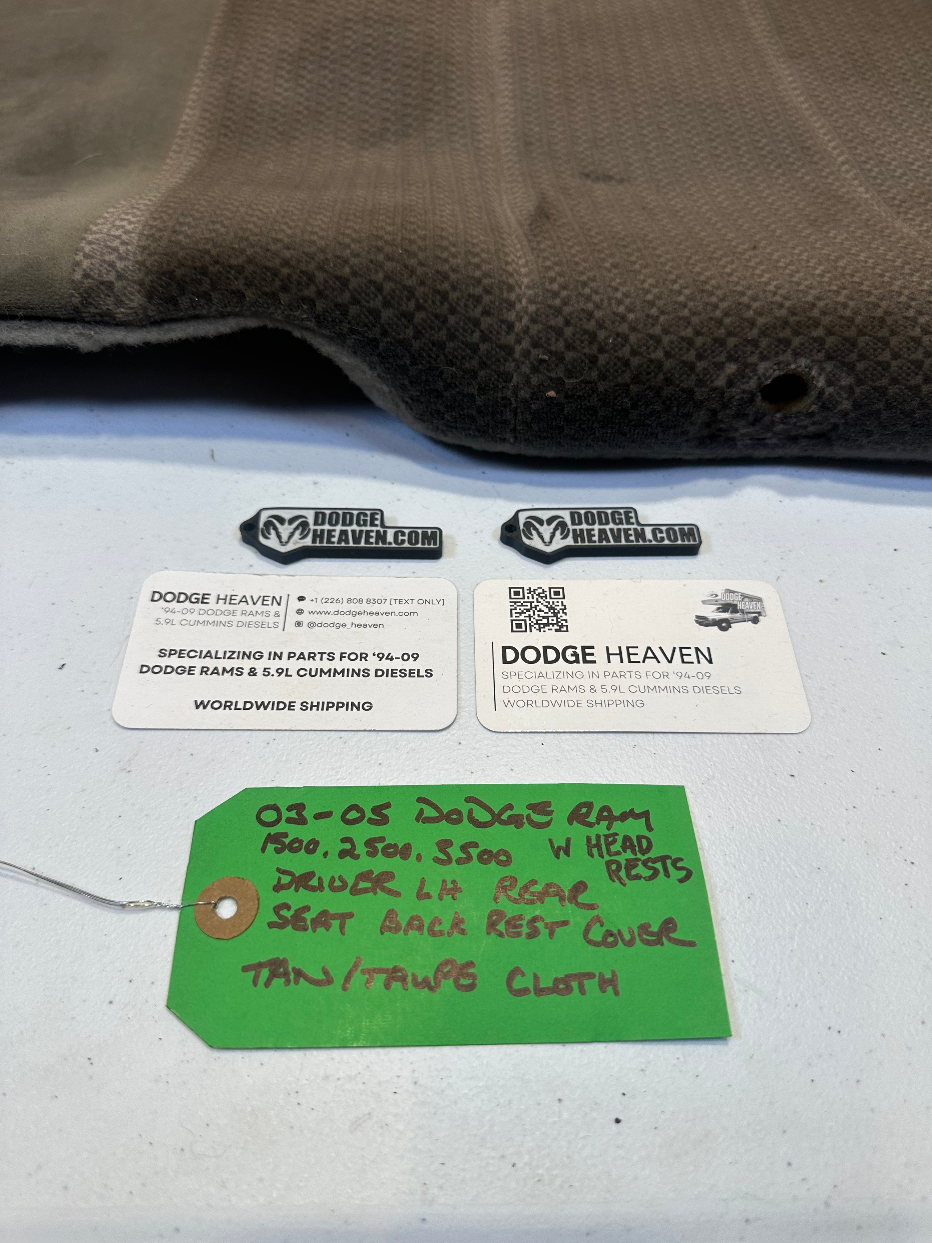 2002-2005 Dodge Ram Quad Cab Rear 60/40 Bench Seat Back Tan / Taupe (OEM)