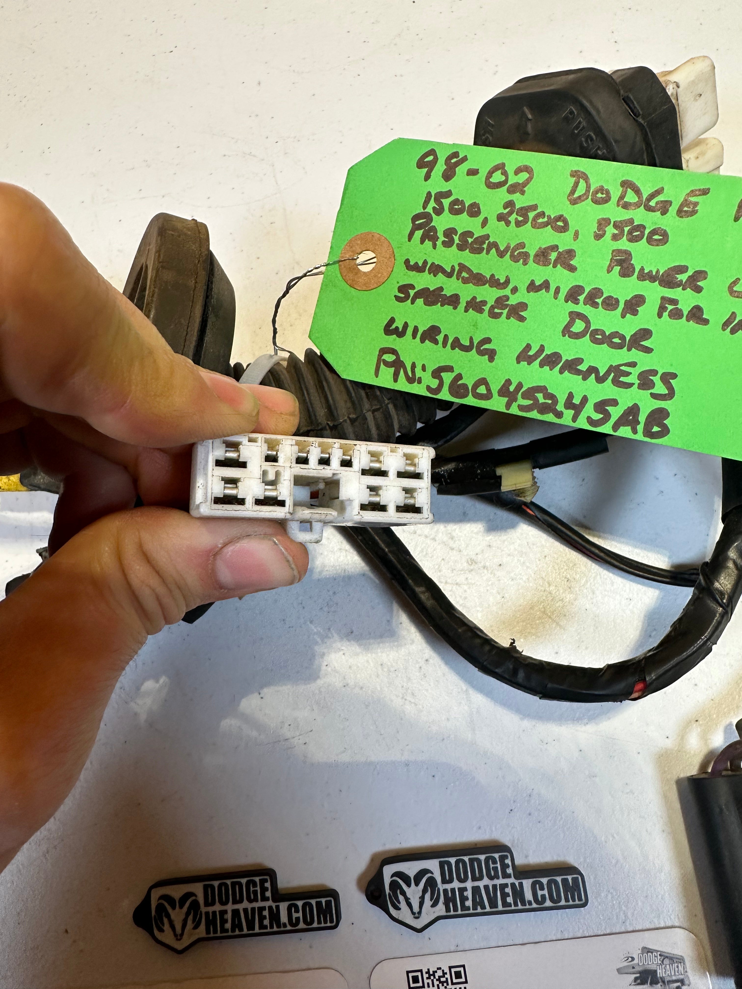 1998-2002 Ram 1500 2500 3500 Passenger-Side Door Harness w/ Infinity (OEM)