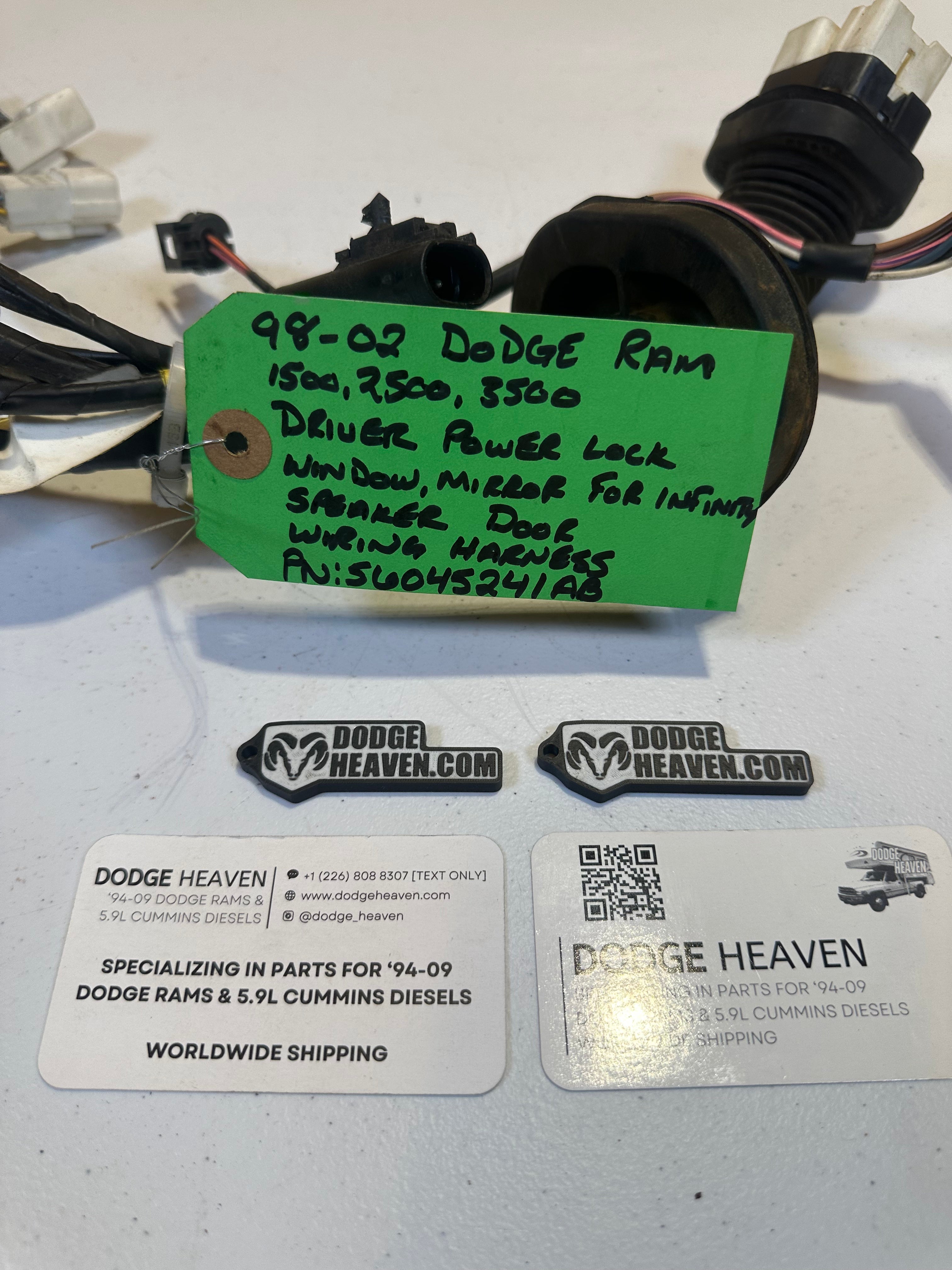 1998-2002 Ram 1500 2500 3500 Driver-Side Door Harness w/ Infinity (OEM)