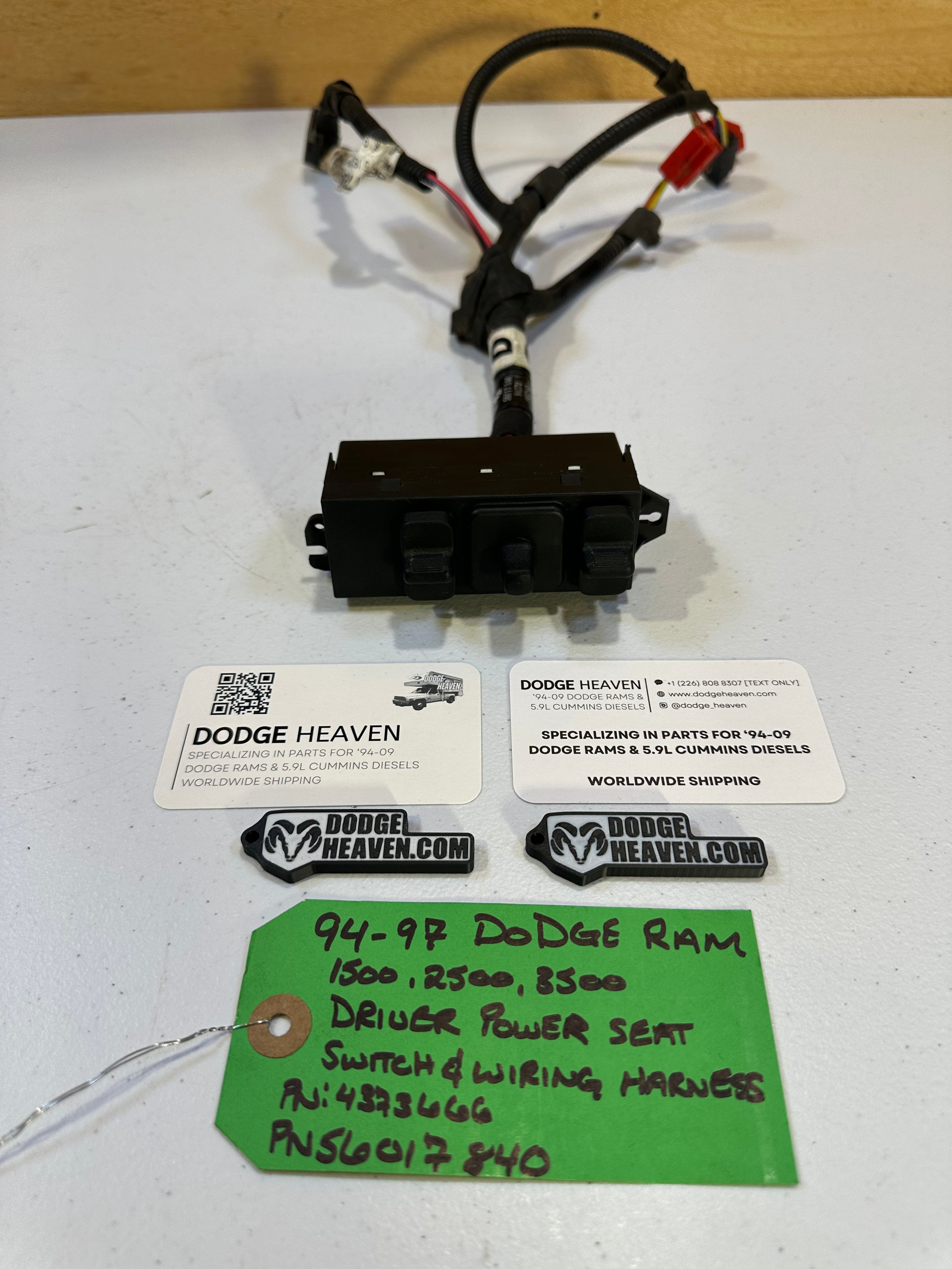 1994-1997 Dodge Ram Driver-Side Power Seat Wiring Harness & Switch (OEM)