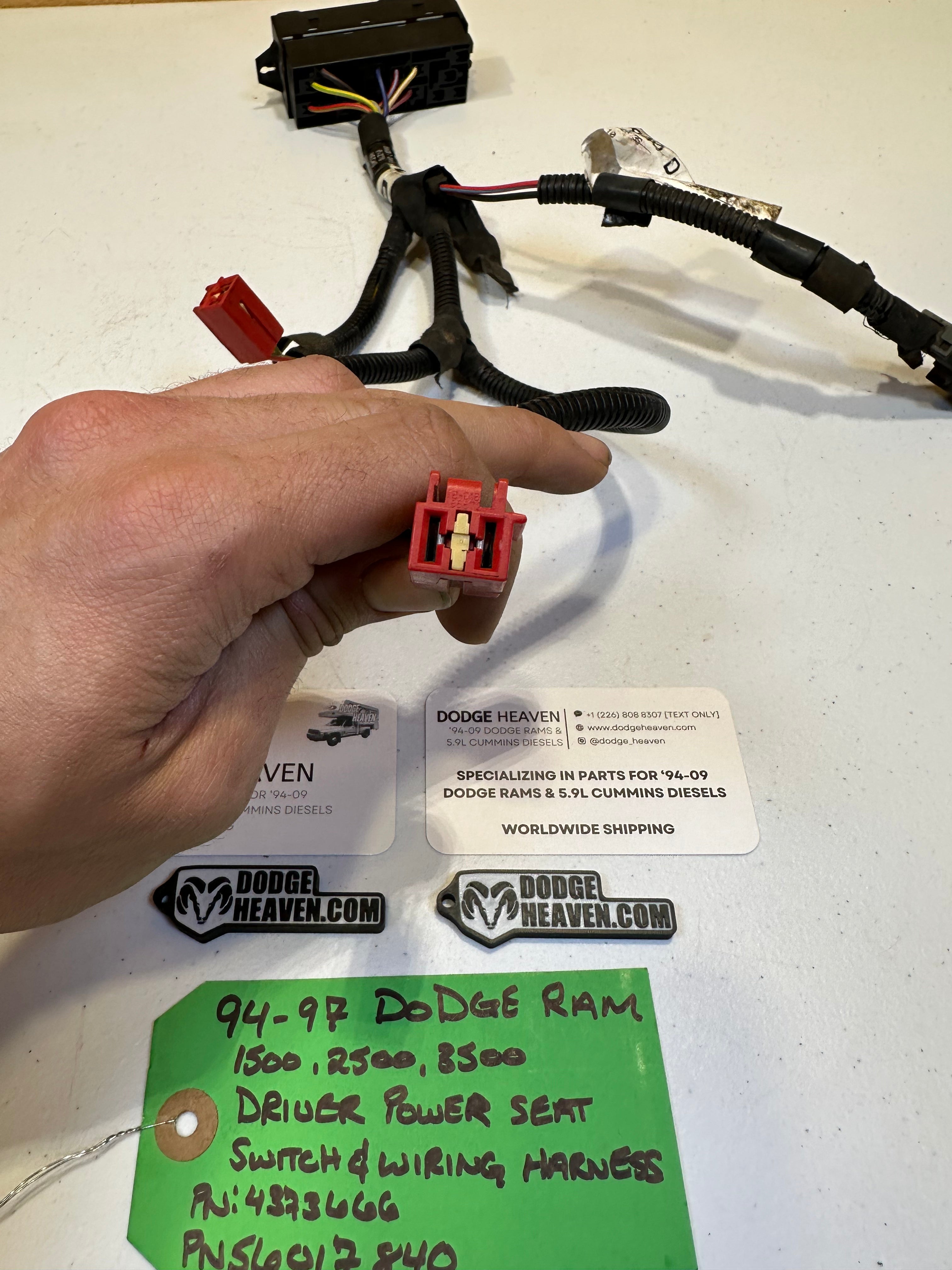 1994-1997 Dodge Ram Driver-Side Power Seat Wiring Harness & Switch (OEM)