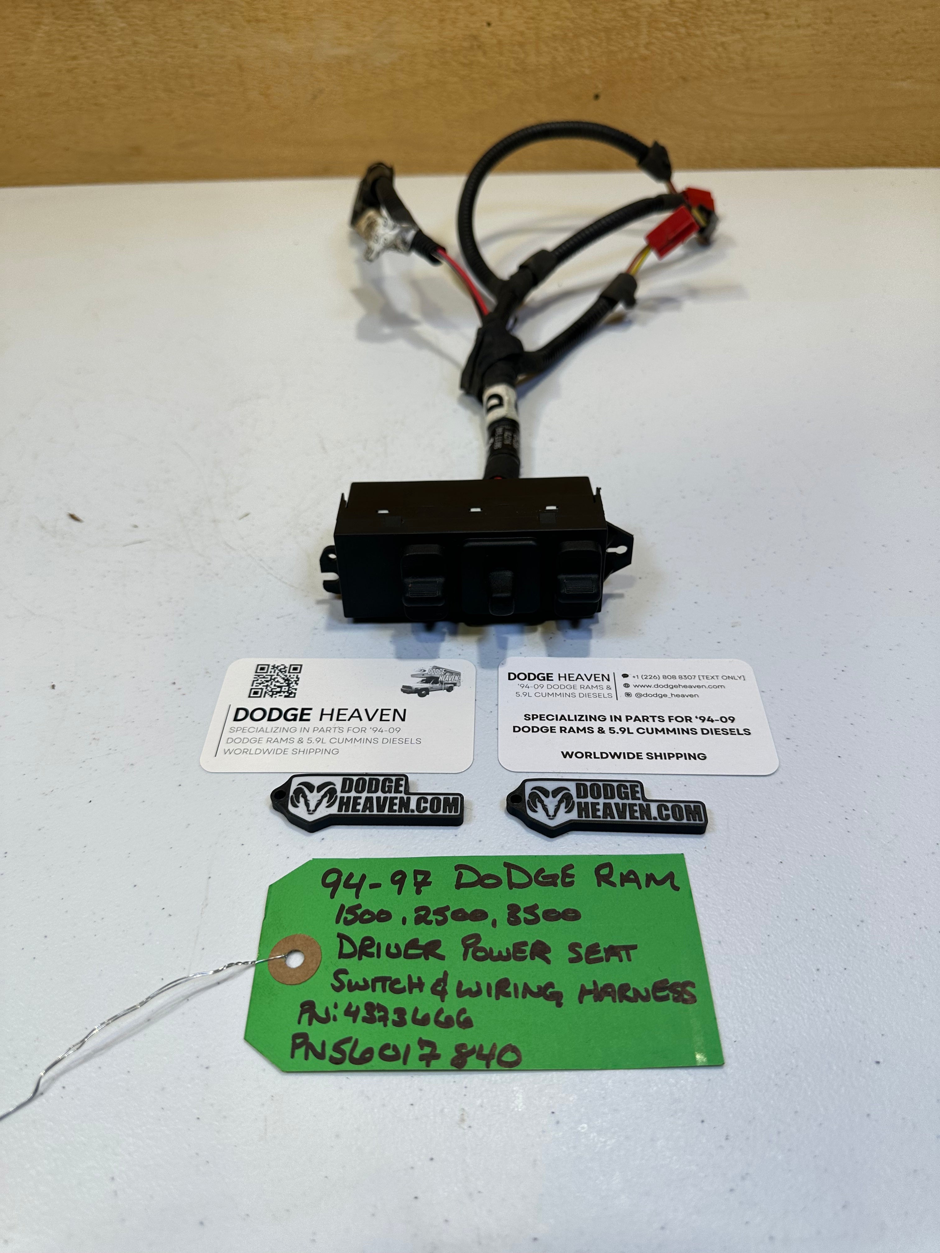 1994-1997 Dodge Ram Driver-Side Power Seat Wiring Harness & Switch (OEM)