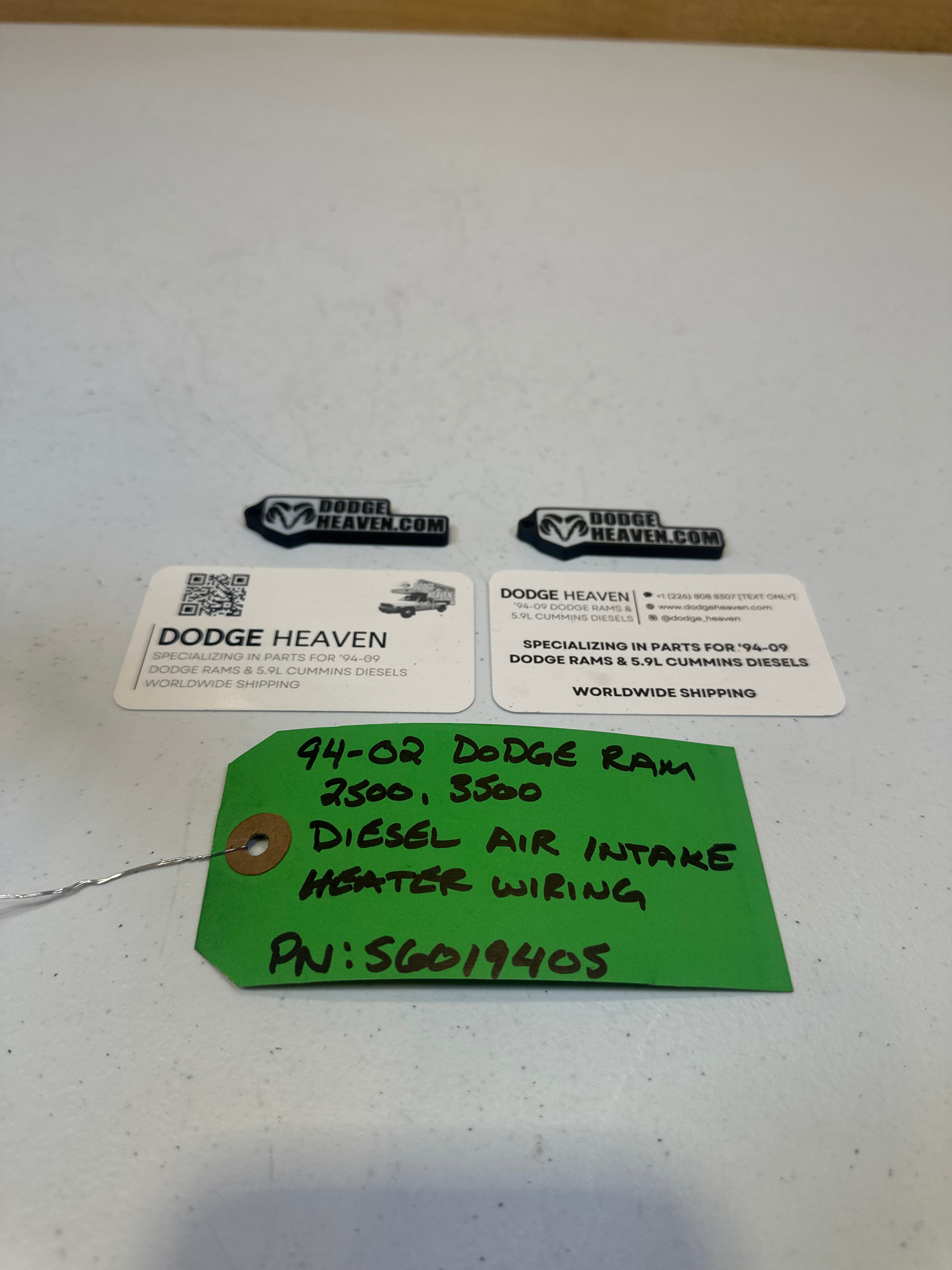 1994-2002 Dodge Ram 2500 3500 5.9L Cummins Grid Heater Wiring Harness (OEM)