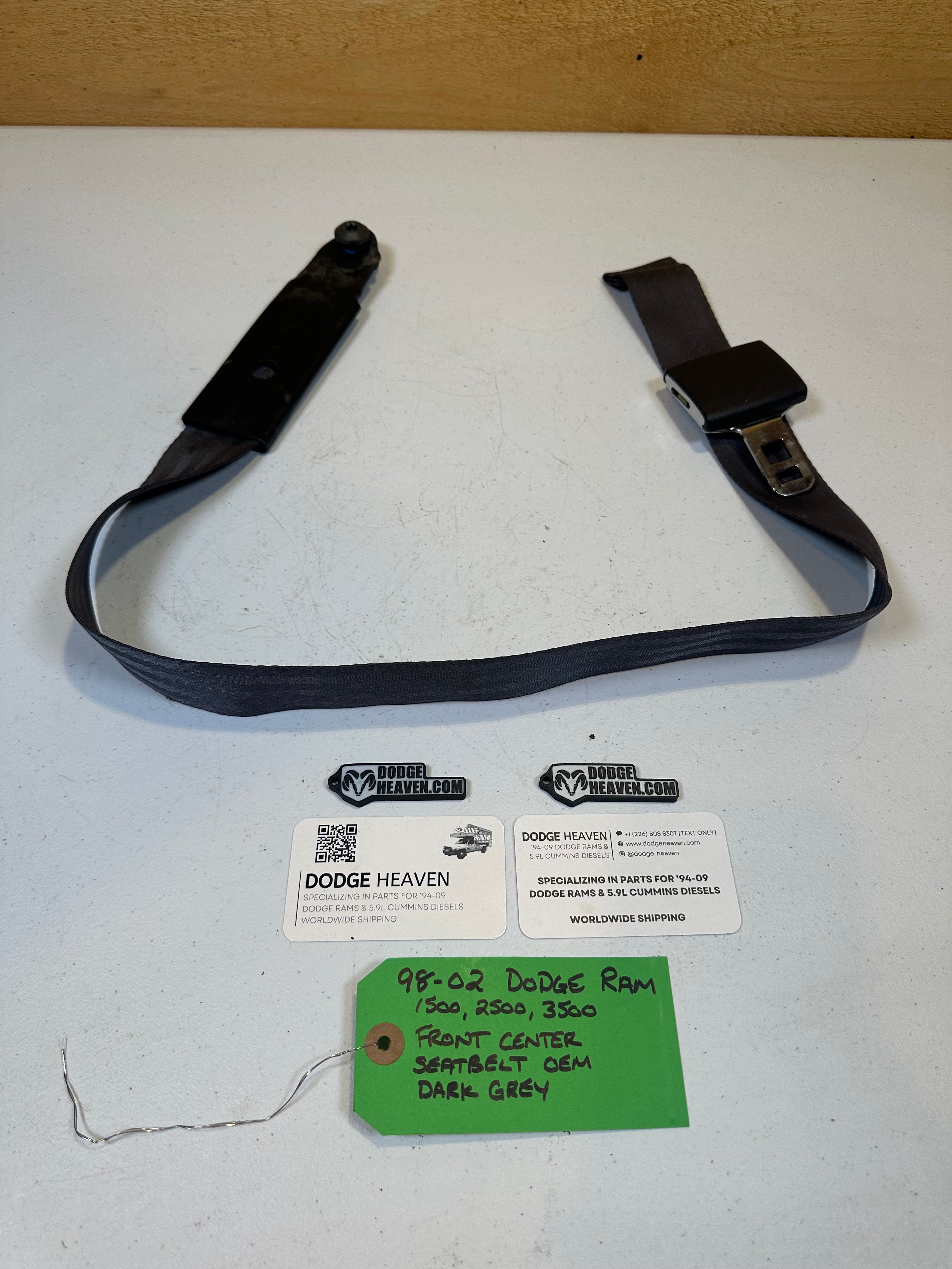 1998-2002 Dodge Ram Seat Belt Front Center Jumper Seat Dark Grey (OEM)