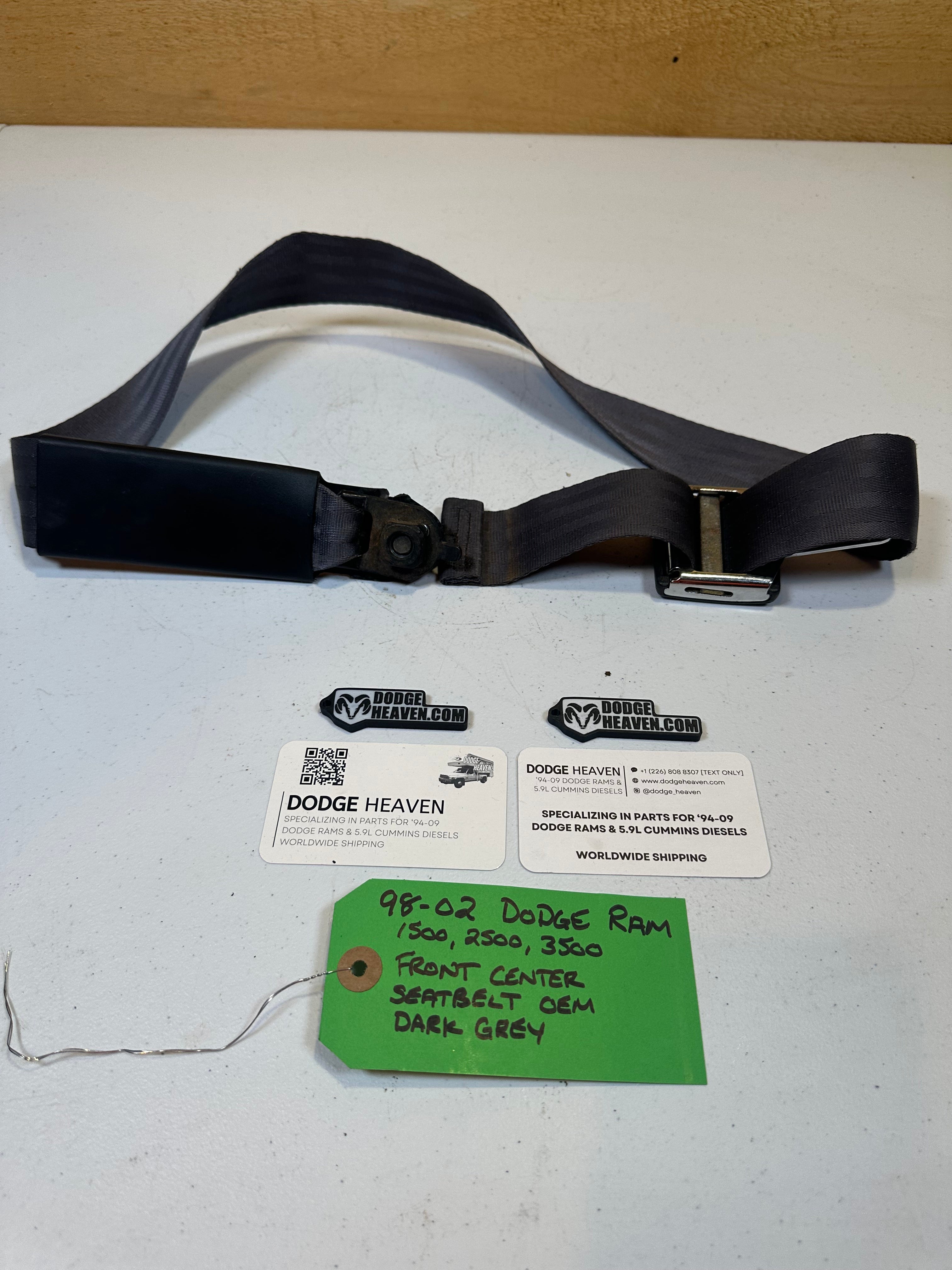 1998-2002 Dodge Ram Seat Belt Front Center Jumper Seat Dark Grey (OEM)