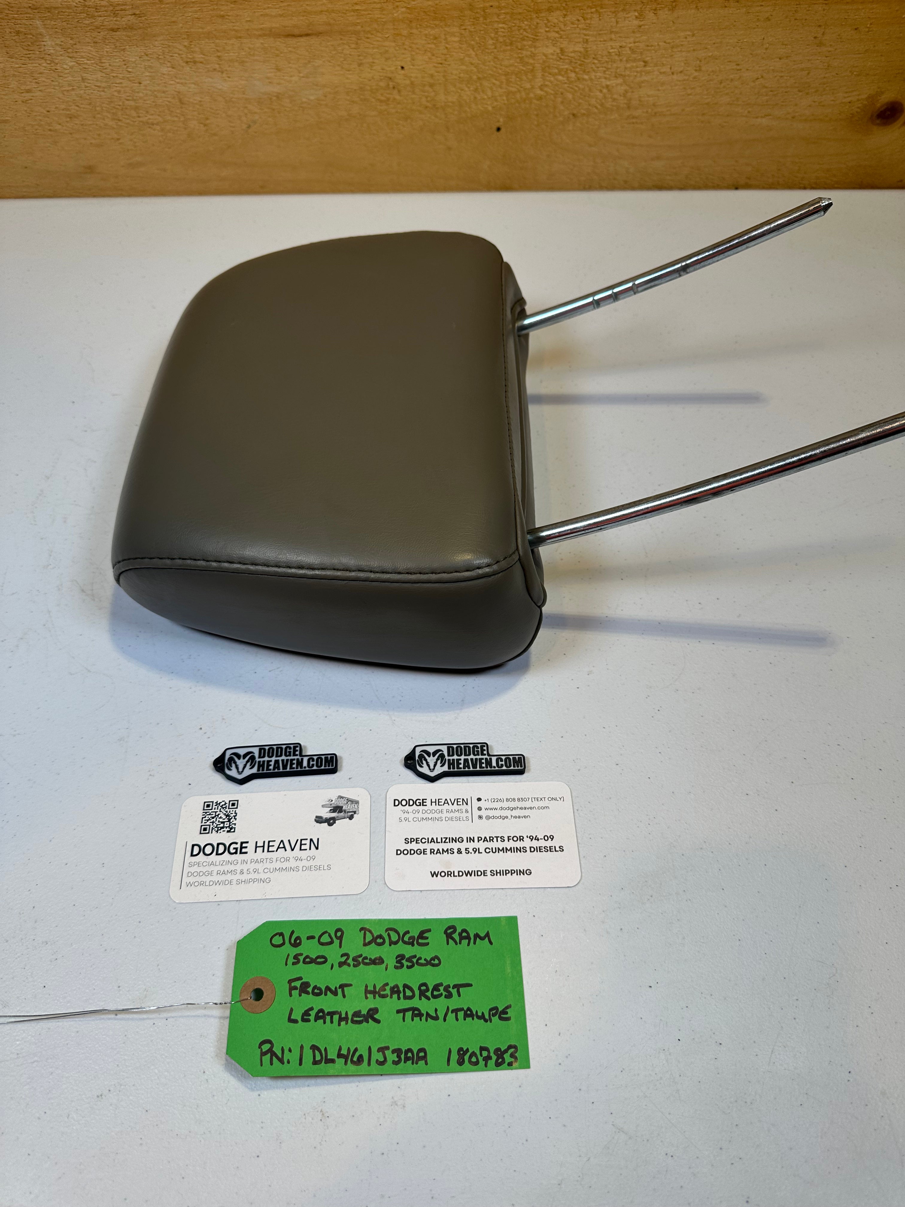 2006-2009 Dodge Ram 1500 2500 3500 Front Head Rest Leather Tan / Taupe (OEM)