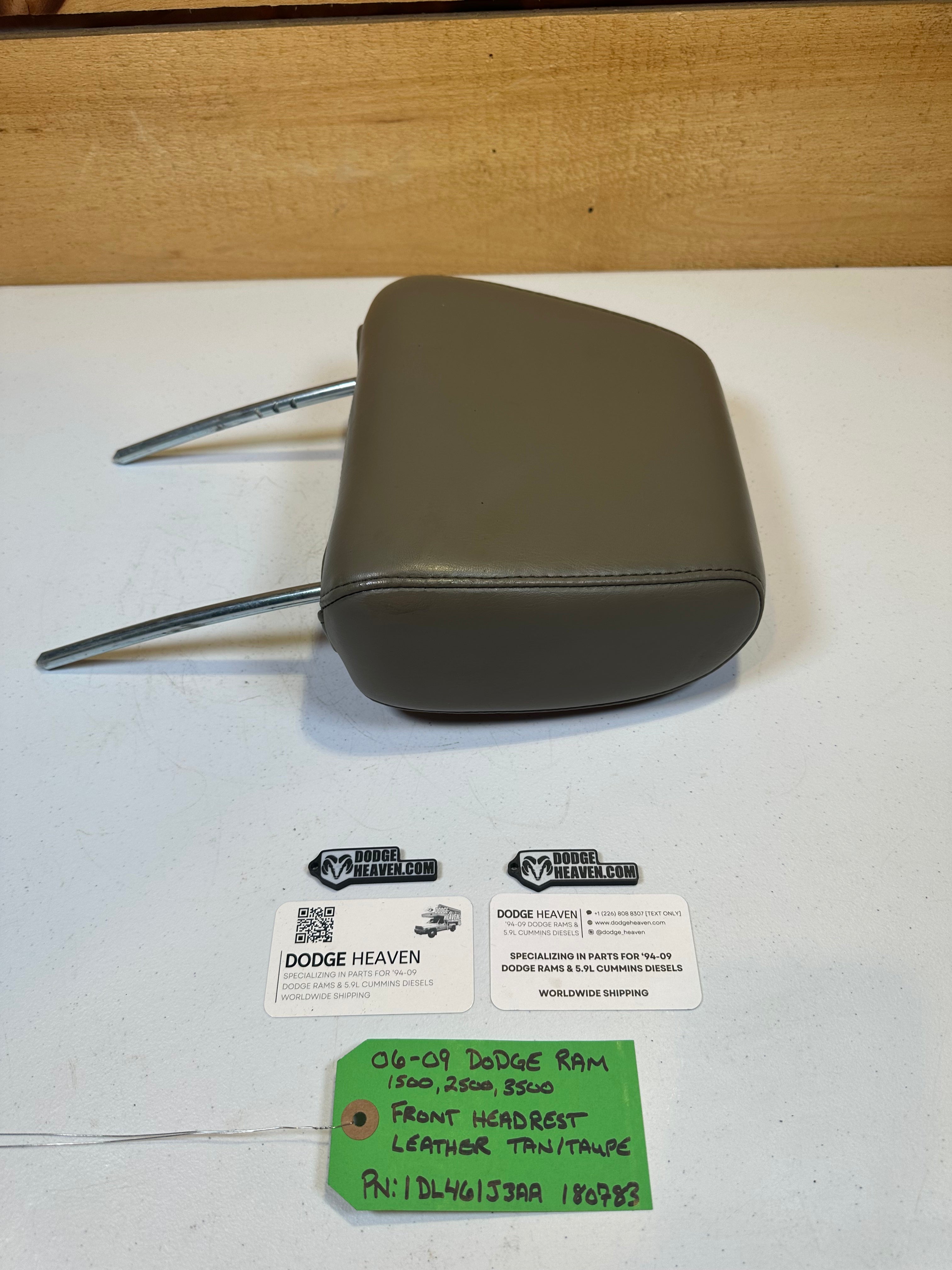 2006-2009 Dodge Ram 1500 2500 3500 Front Head Rest Leather Tan / Taupe (OEM)
