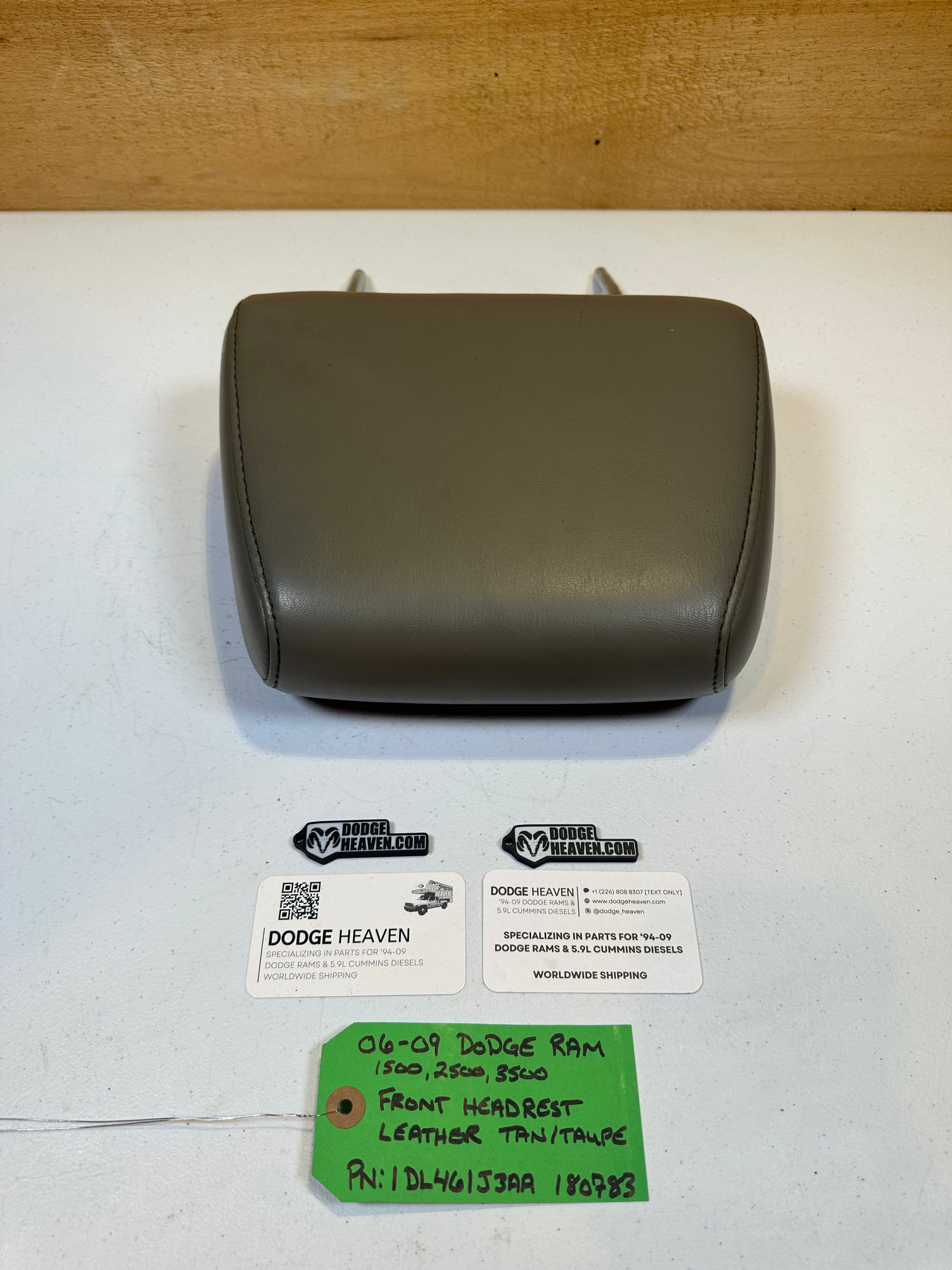 2006-2009 Dodge Ram 1500 2500 3500 Front Head Rest Leather Tan / Taupe (OEM)