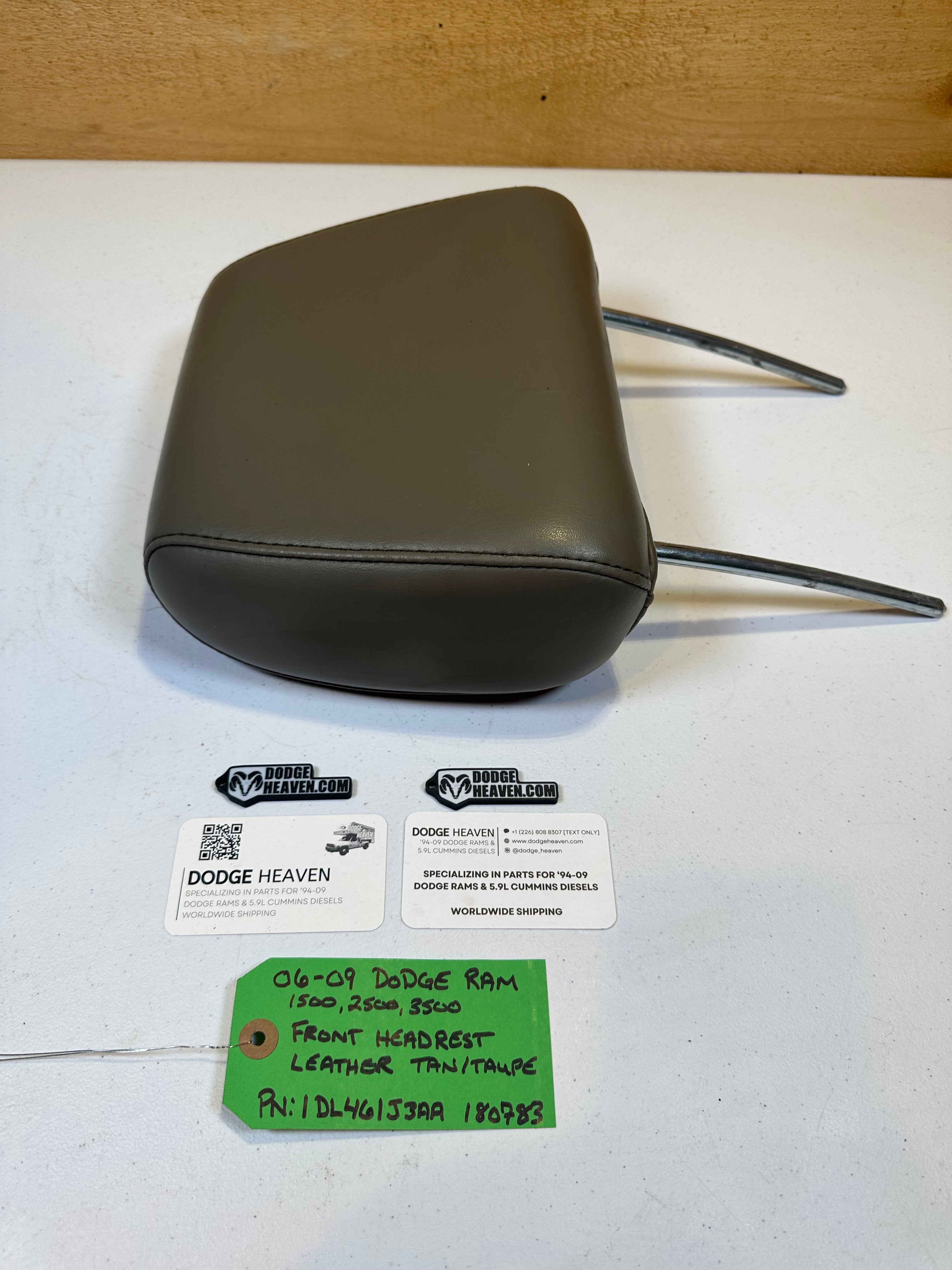 2006-2009 Dodge Ram 1500 2500 3500 Front Head Rest Leather Tan / Taupe (OEM)