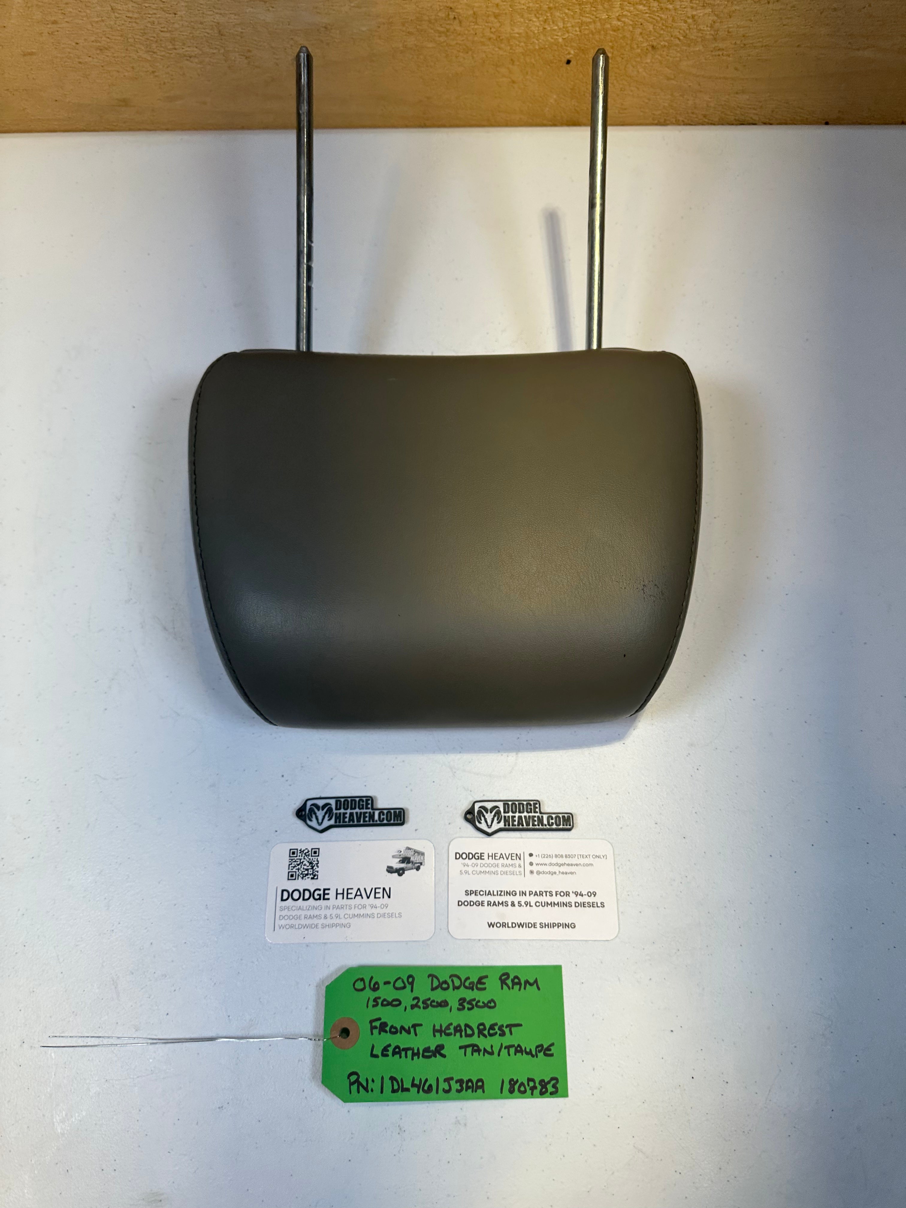 2006-2009 Dodge Ram 1500 2500 3500 Front Head Rest Leather Tan / Taupe (OEM)