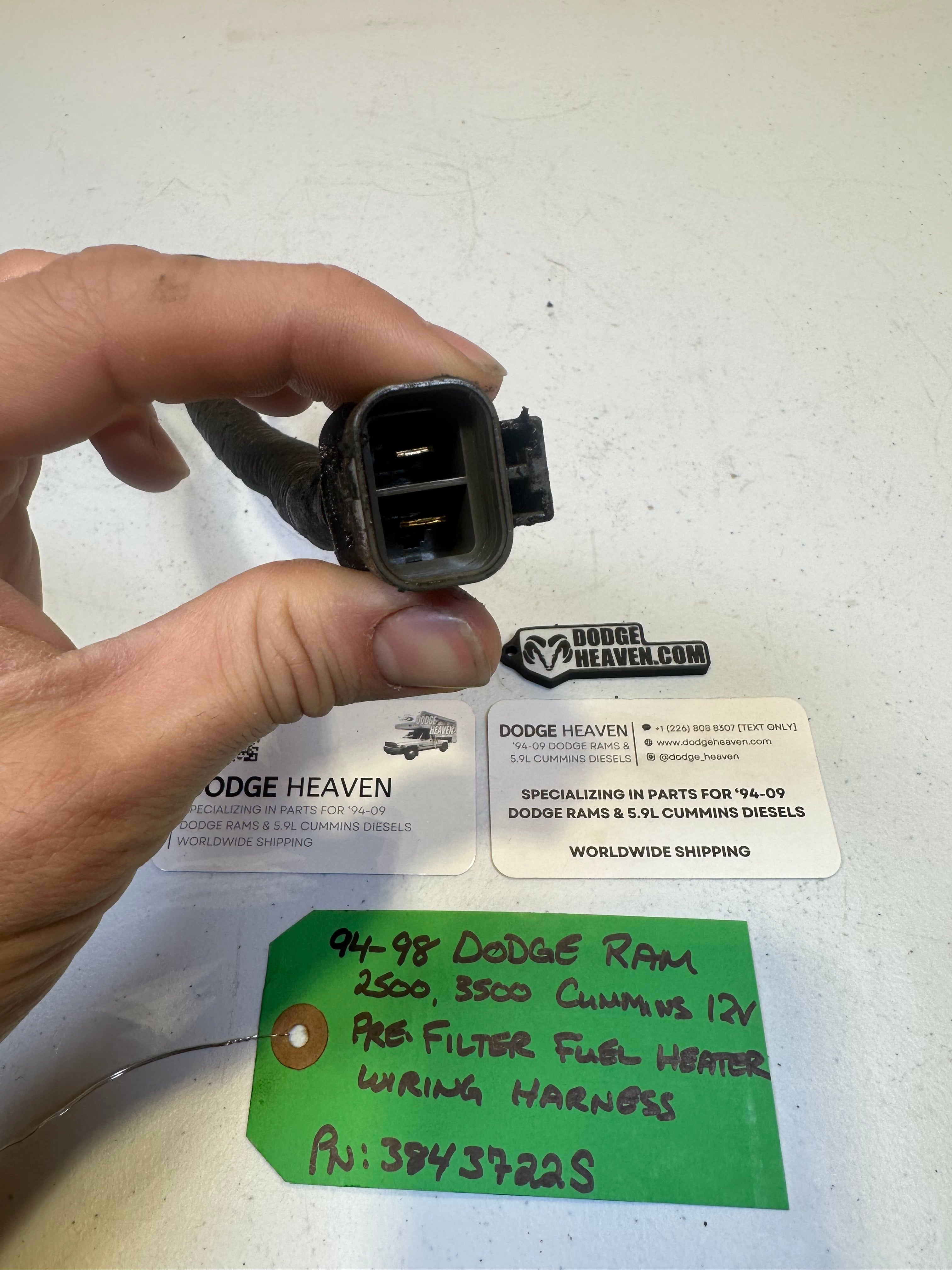 1994-1998 Dodge Ram Pre Filter / Fuel Heater Wiring Harness 12V 5.9L Cummins (OEM)