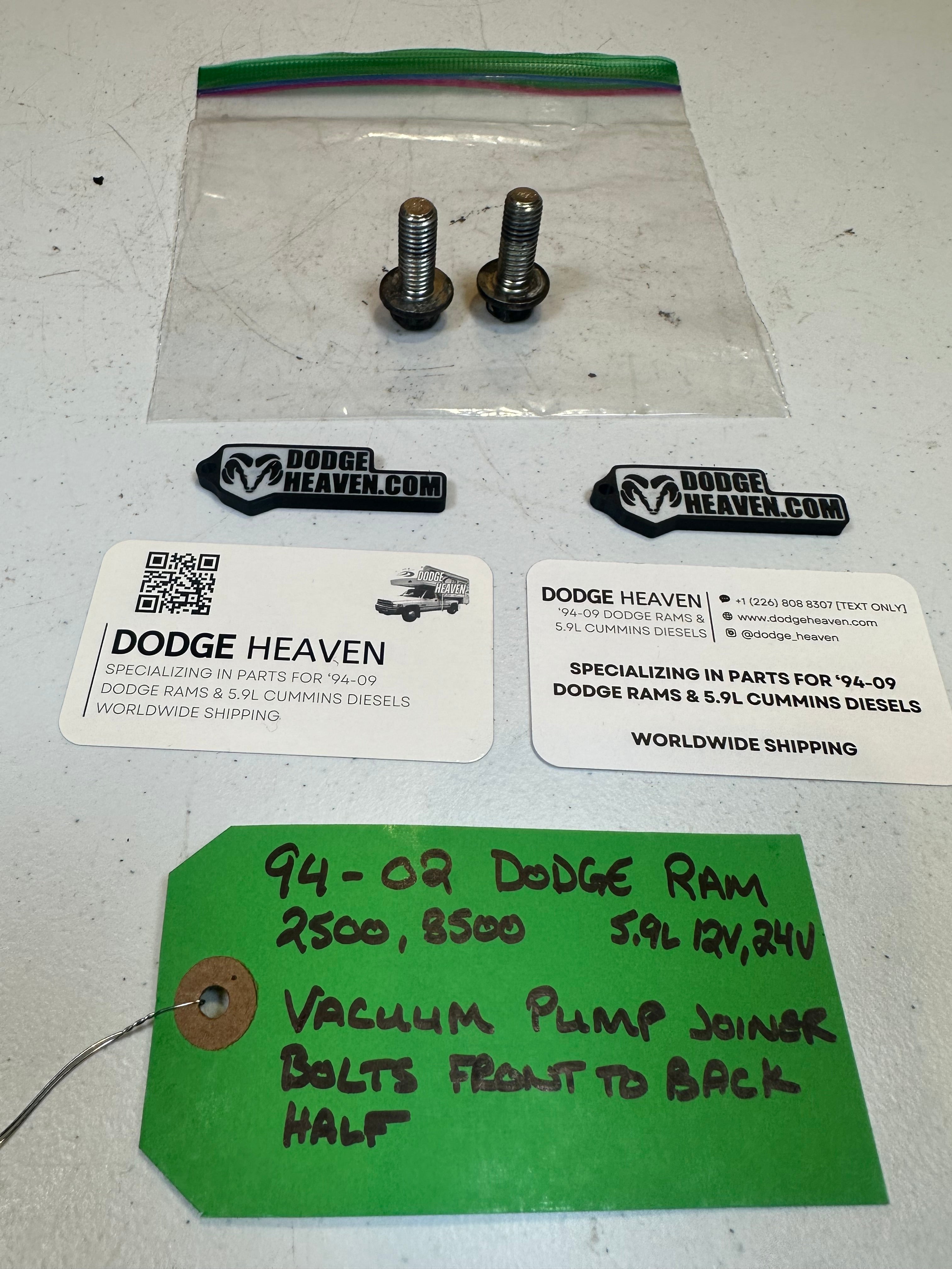 1994-2002 Dodge Ram 12V / 24V 5.9L Cummins Vacuum Pump Bolts qty 2 (OEM)