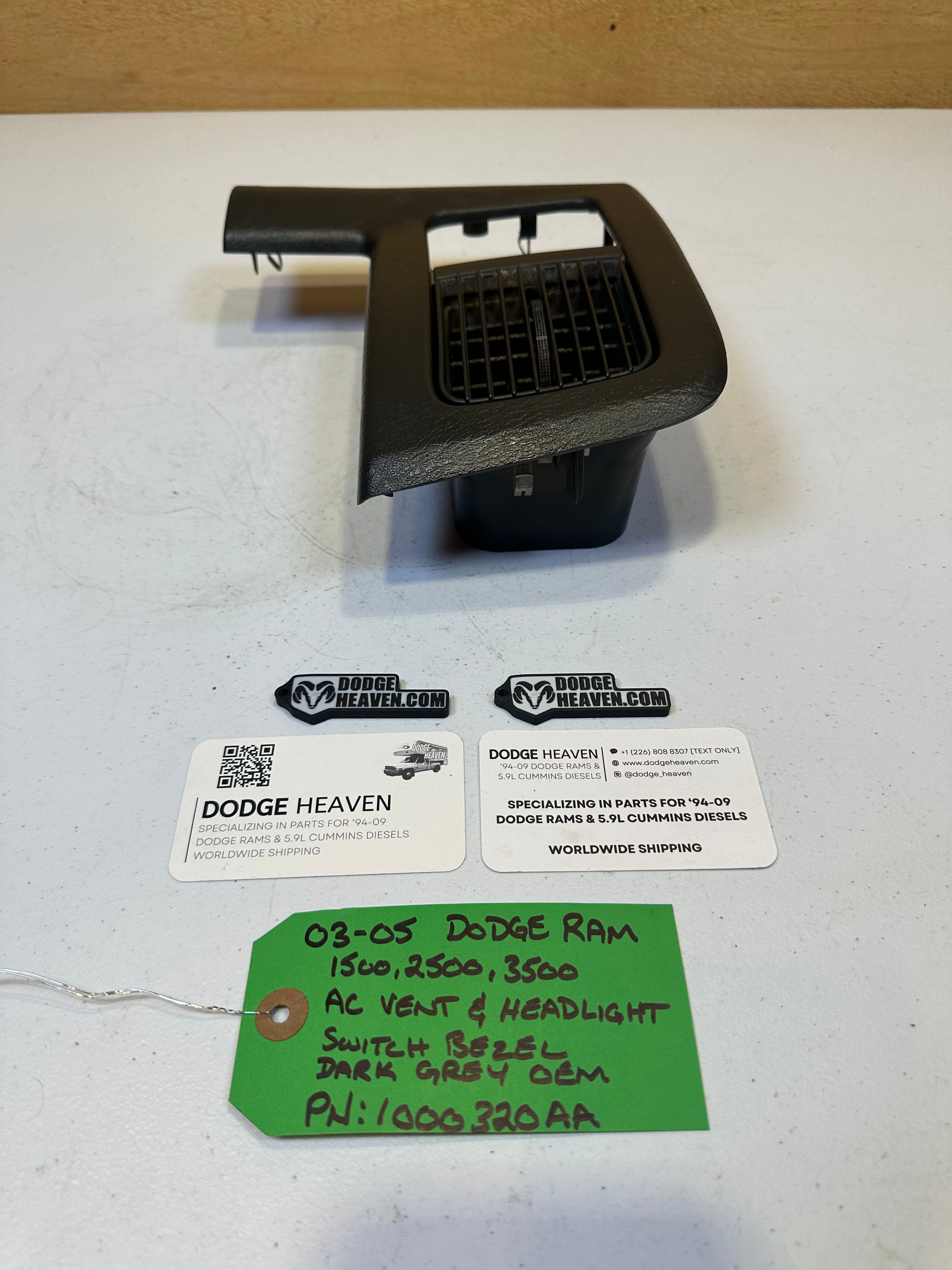 2002-2005 Dodge Ram A/C Vent & Head Light Switch Bezel Trim Grey (OEM)