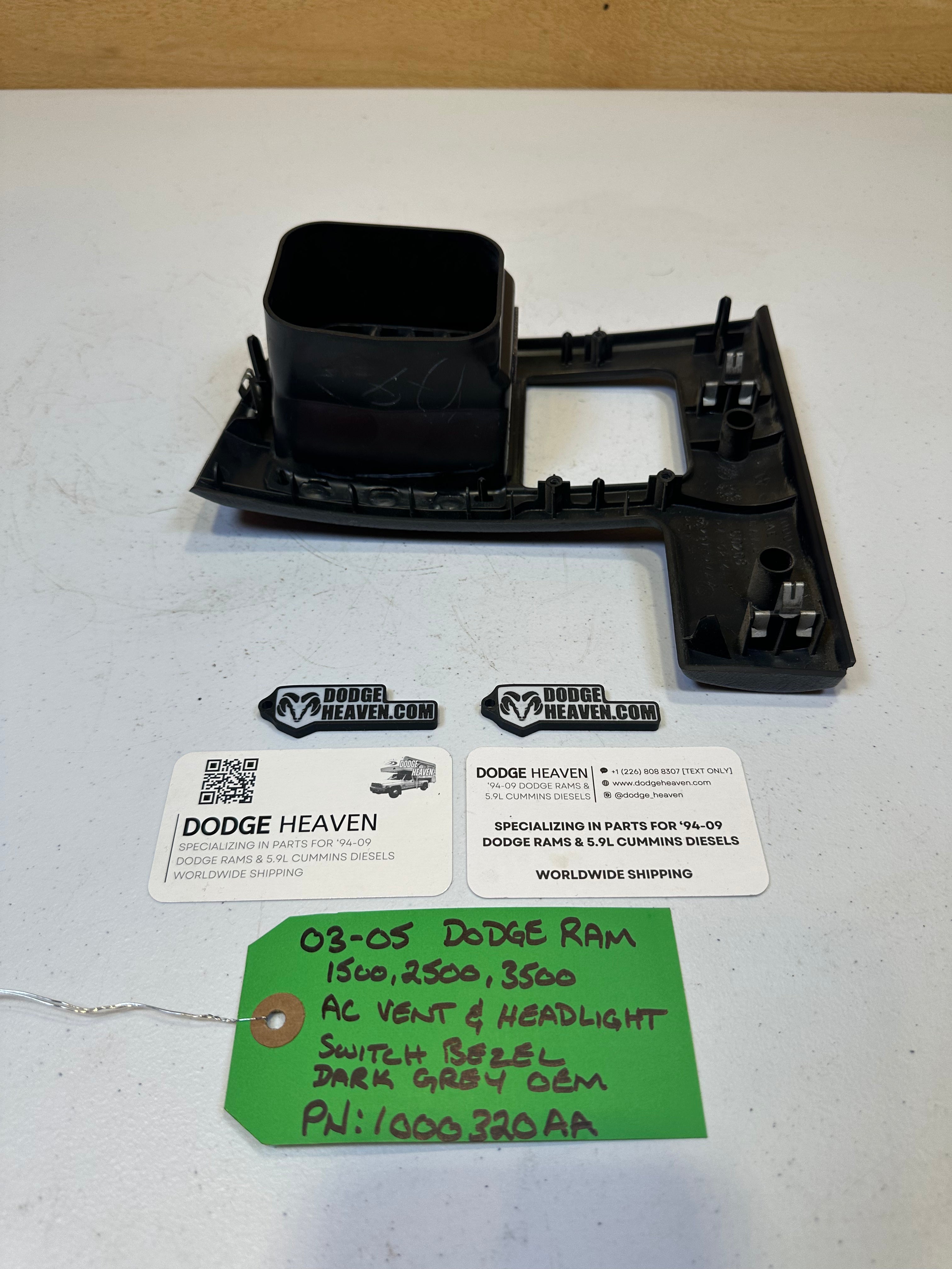 2002-2005 Dodge Ram A/C Vent & Head Light Switch Bezel Trim Grey (OEM)