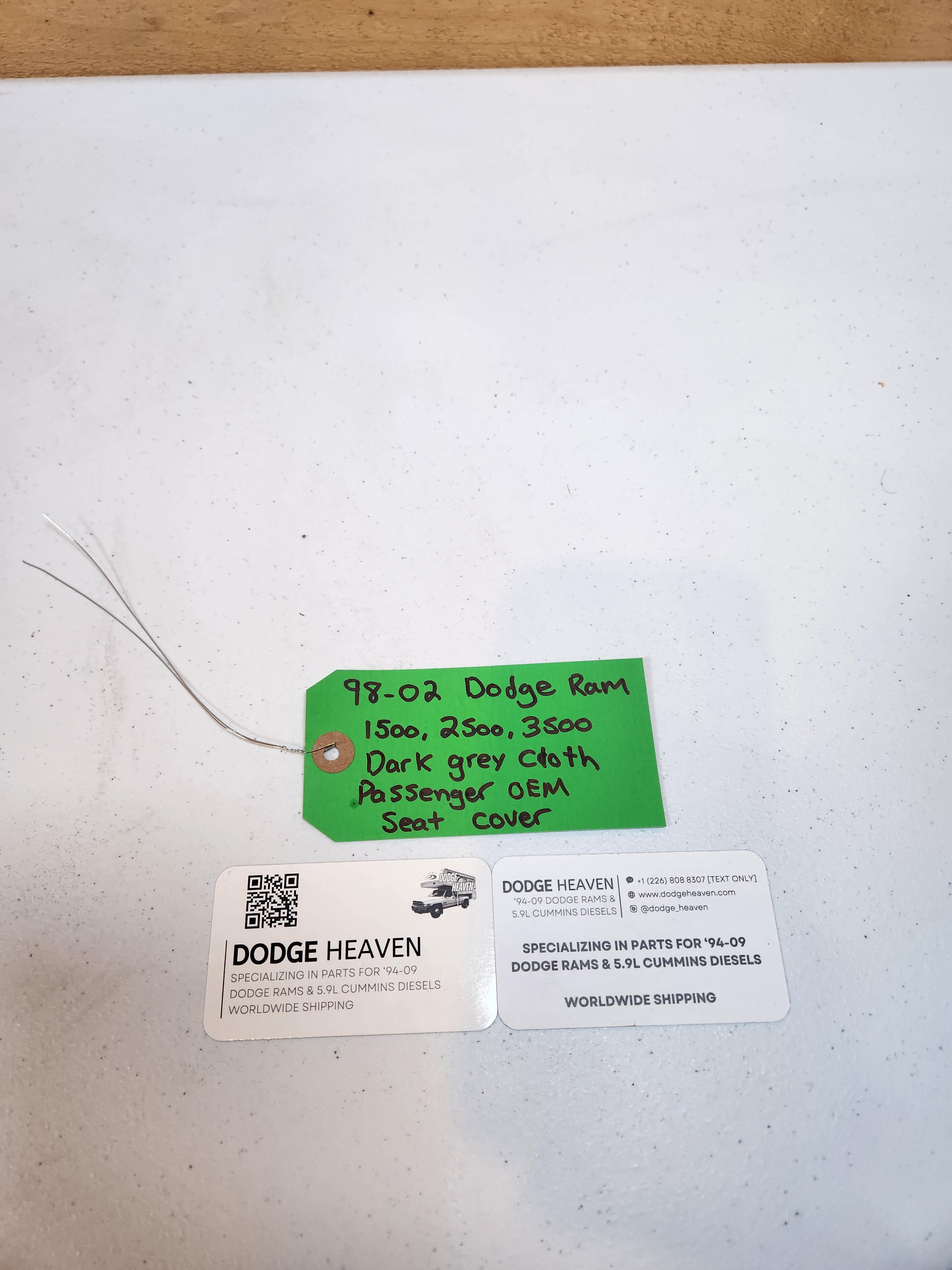 1998-2002 Dodge Ram Passenger Side Seat Back Cover Cloth Agate Dark Grey