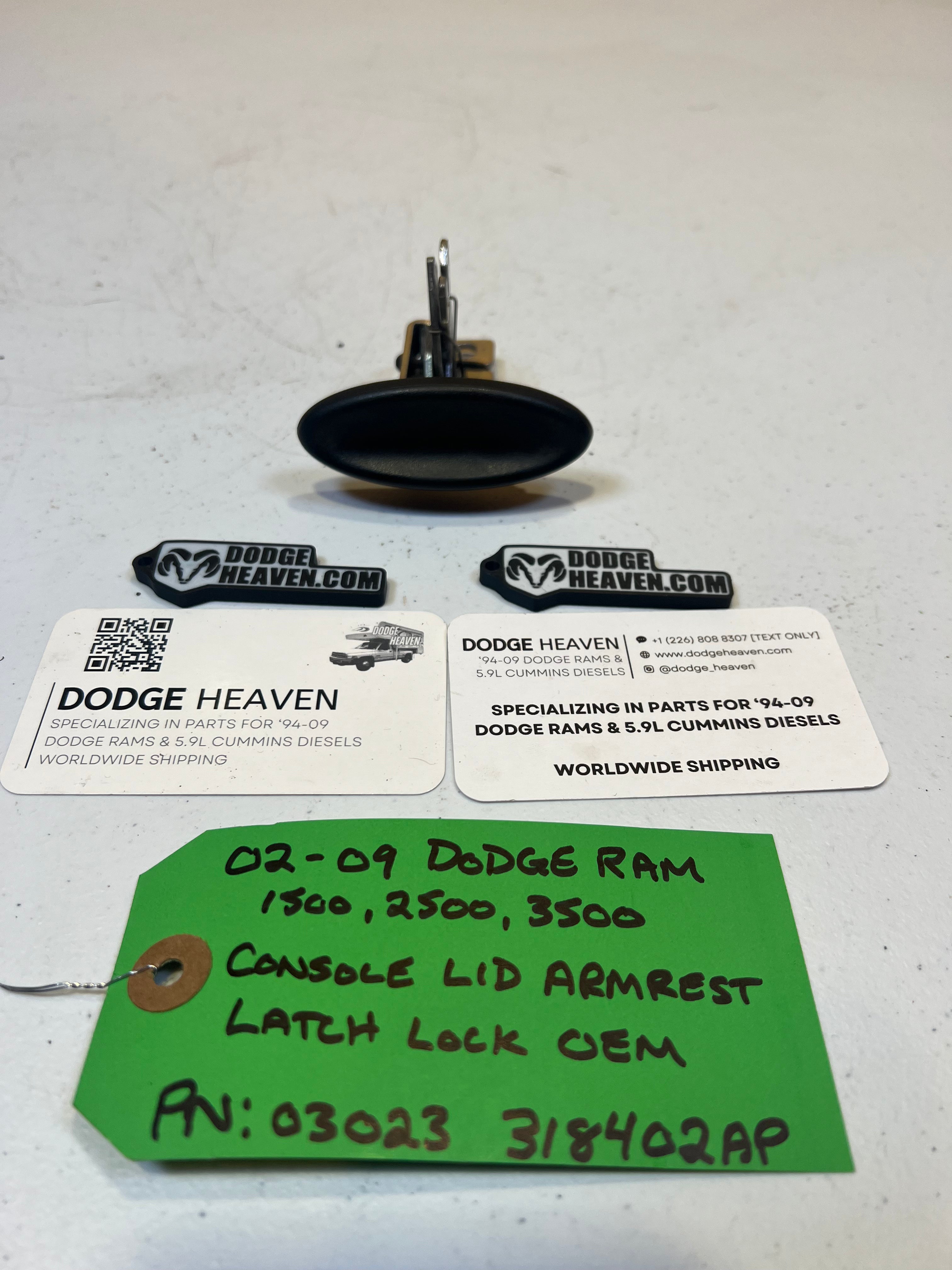 2002-2009 Dodge Ram Center Console Lid Latch / Lock